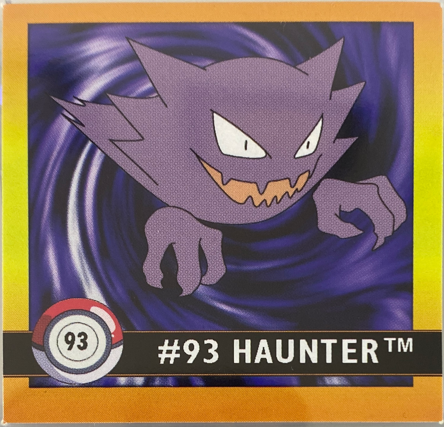 Haunter sticker #93, Artbox (USA) Pokémon Artbox Stickers (1999), front