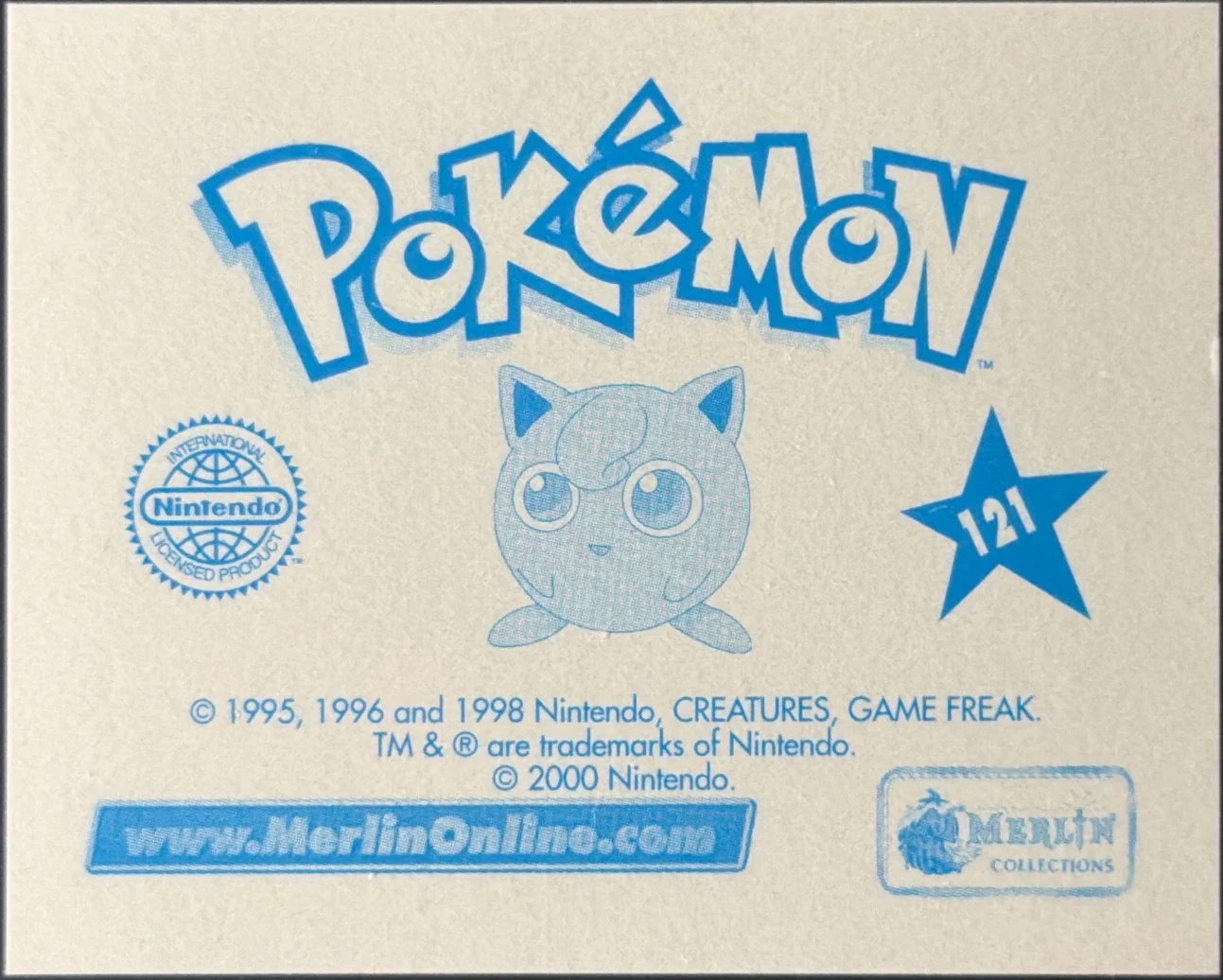 Charizard card #121, Pokémon Merlin Series 2 (2000), back