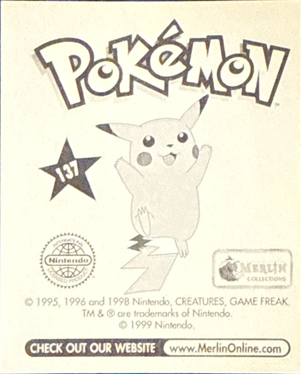 Porygon card #137, Pokémon Merlin Series 1 (1999), back