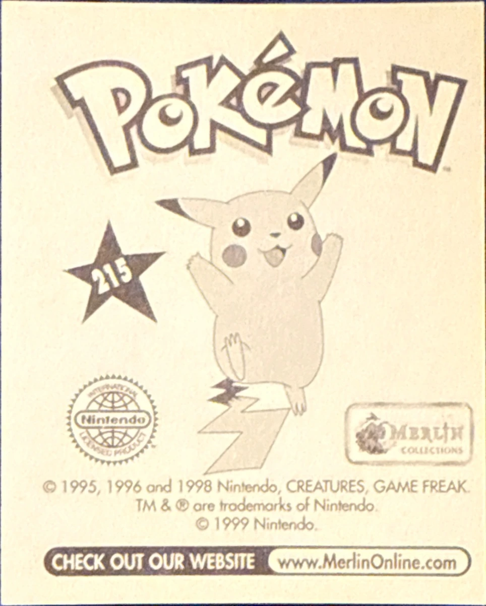 Koffing, Evolution Card #215, Pokémon Merlin Series 1 (1999), back