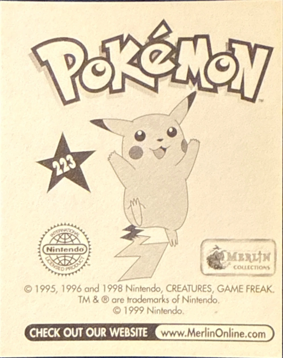 Graveler, Evolution Card #223, Pokémon Merlin Series 1 (1999), back