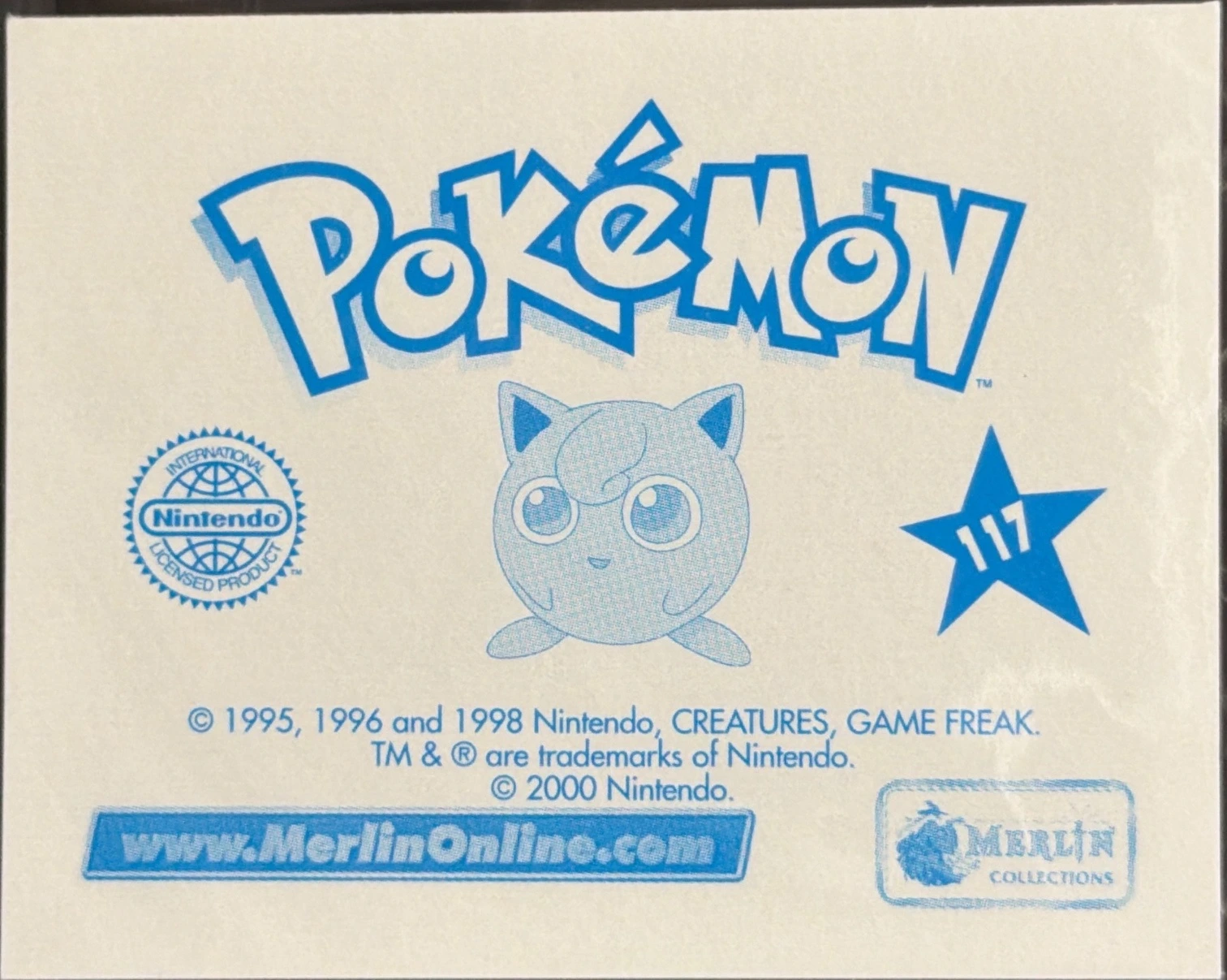 Nidoking card #117, Pokémon Merlin Series 2 (2000), back