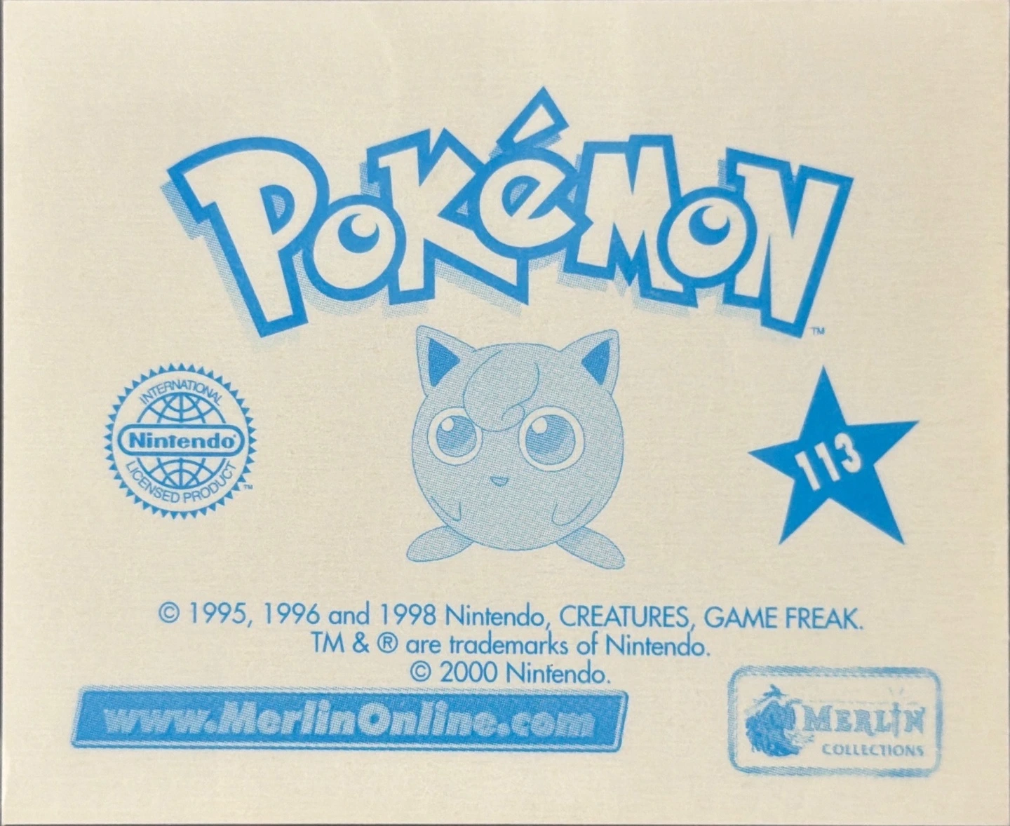 Graveler card #113, Pokémon Merlin Series 2 (2000), back