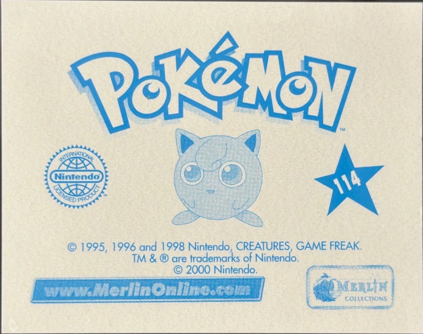 Krabby card #114, Pokémon Merlin Series 2 (2000), back