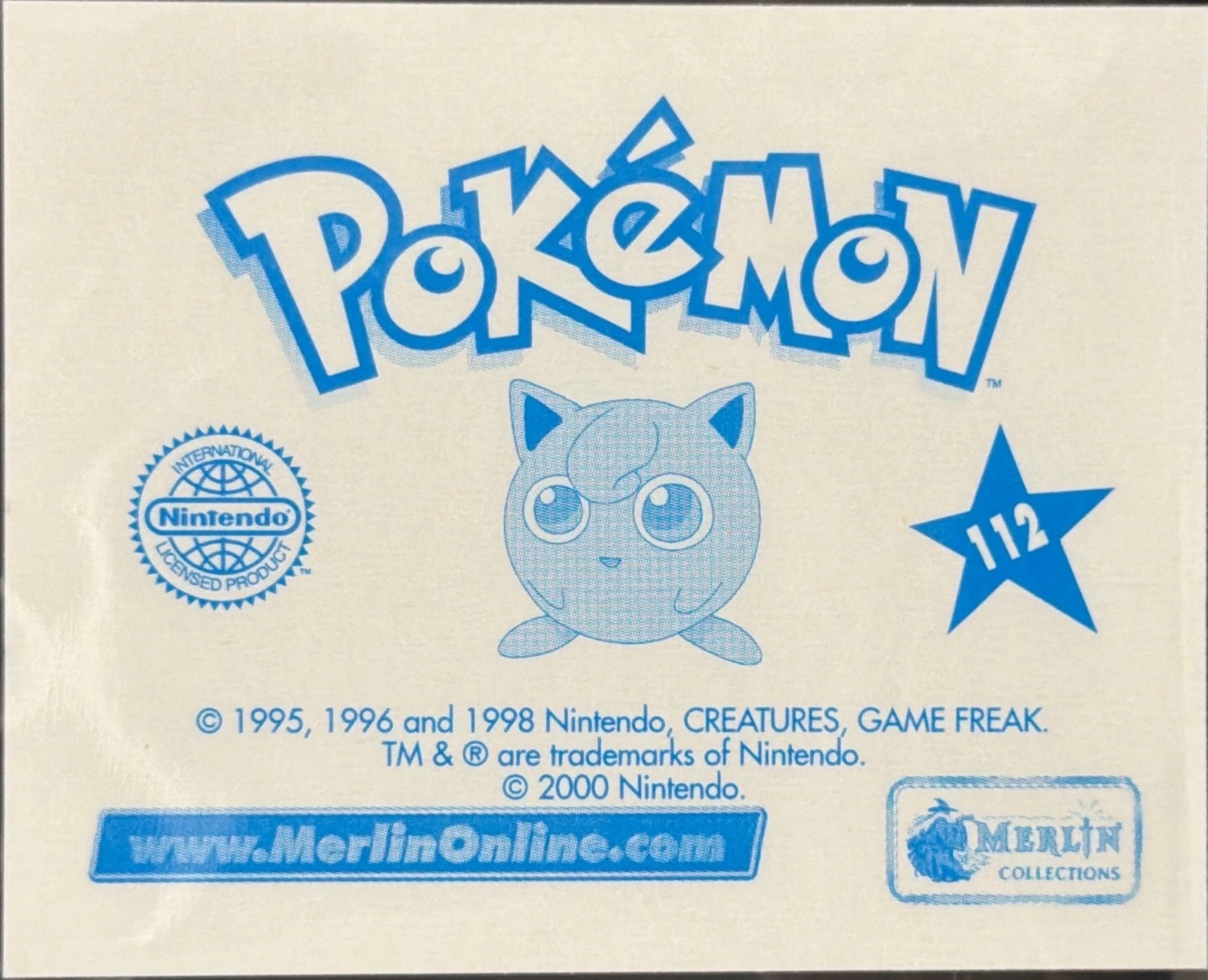 Electabuzz card #112, Pokémon Merlin Series 2 (2000), back