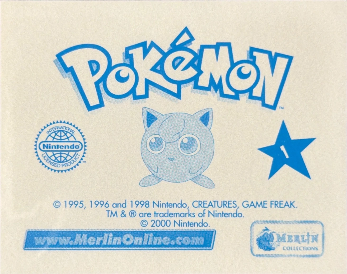 Logo card #1, Pokémon Merlin Series 2 (2000), back