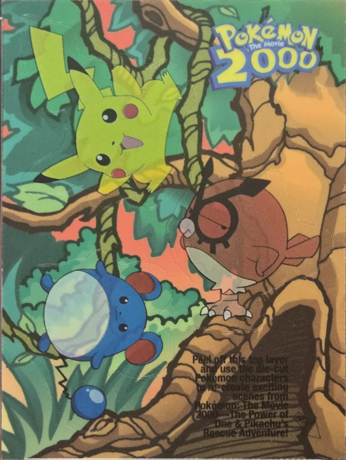 Pikachu, Hoothoot & Marill card #S6, Pokemon Topps Movie 2000 Trading Cards, front