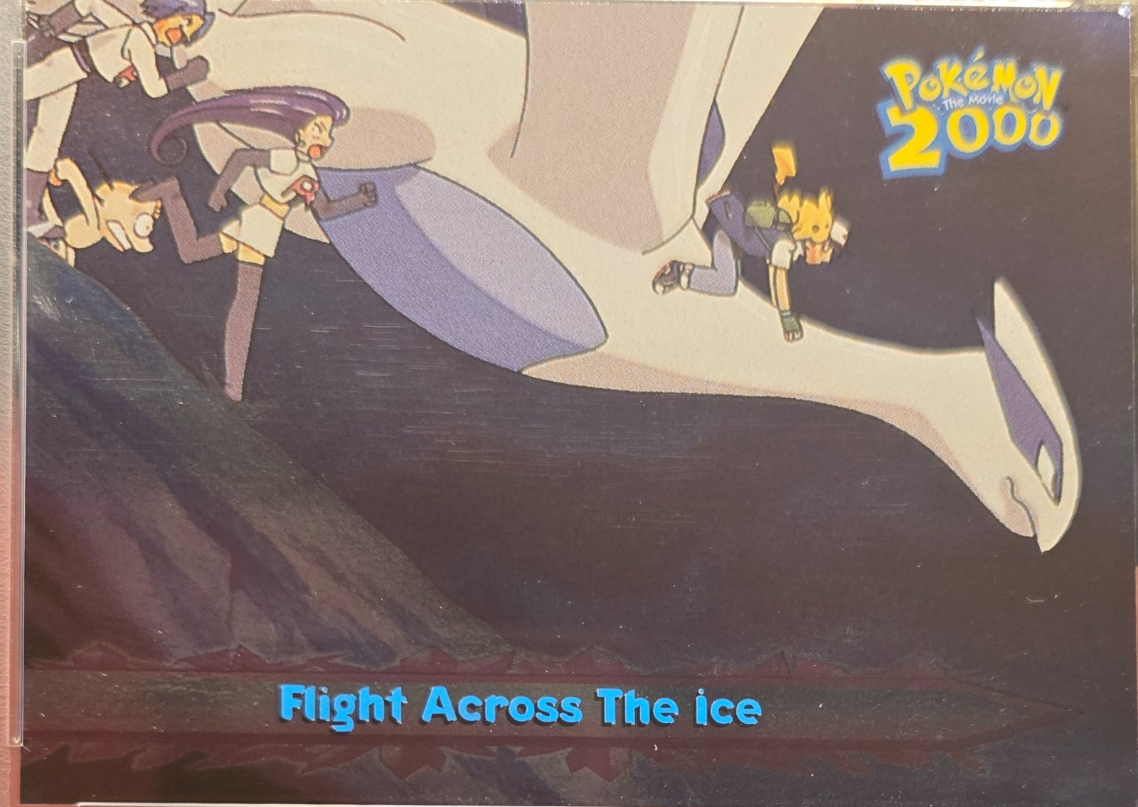 Flight Across The Ice card #54, Pokemon Topps Movie 2000 Trading Cards, front