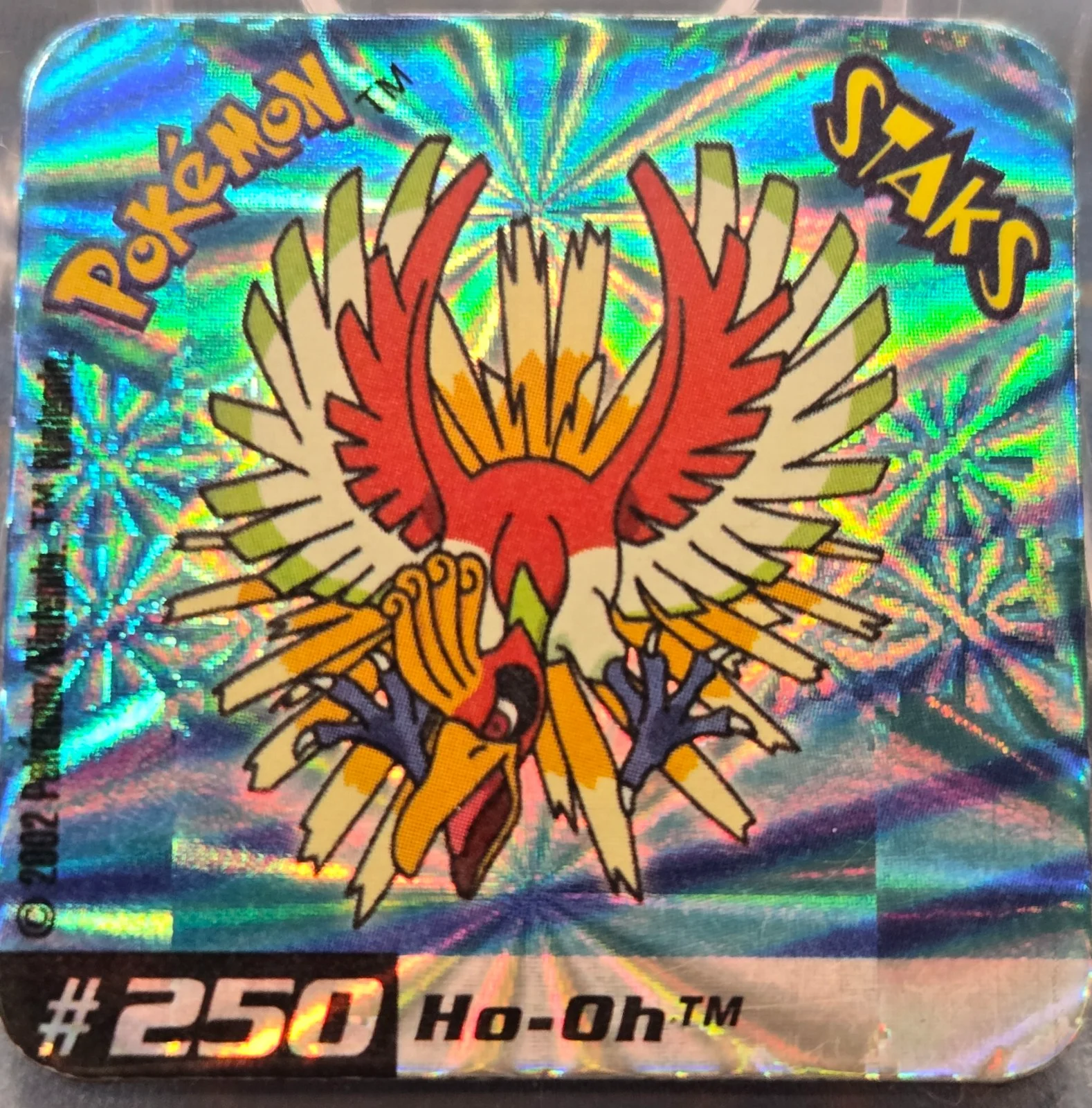Ho-Oh collectible #250, Pokémon Staks Johto League Champions (2002), front