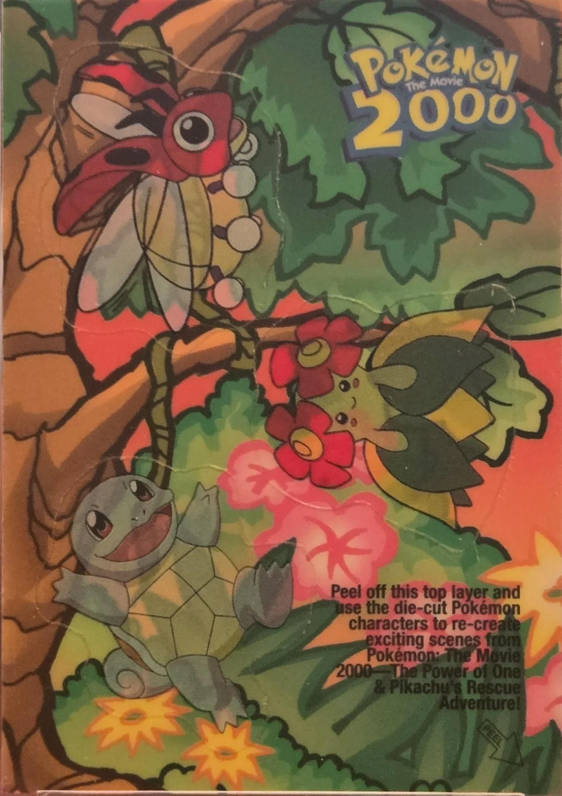 Ledyba, Bellossom & Squirtle card #S7, Pokemon Topps Movie 2000 Trading Cards, front