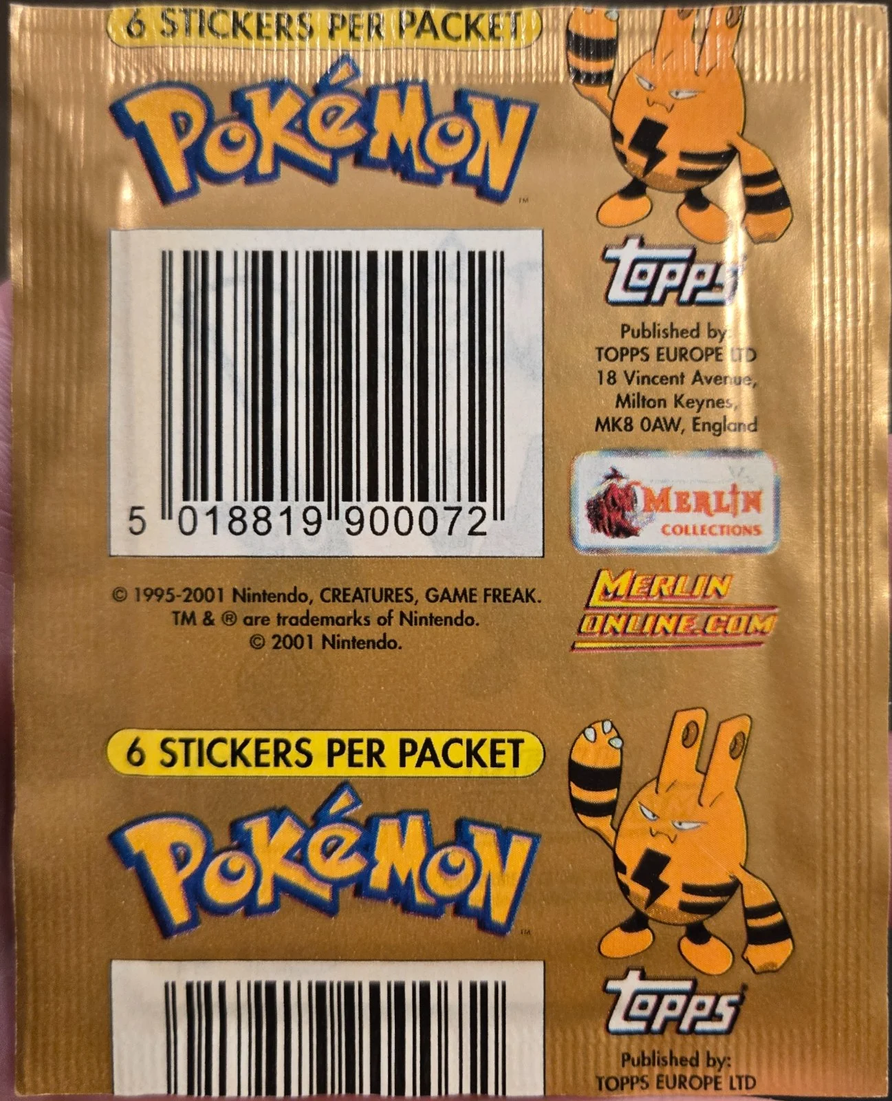 Pack Art, Pokémon Merlin Series 3 (2001), back