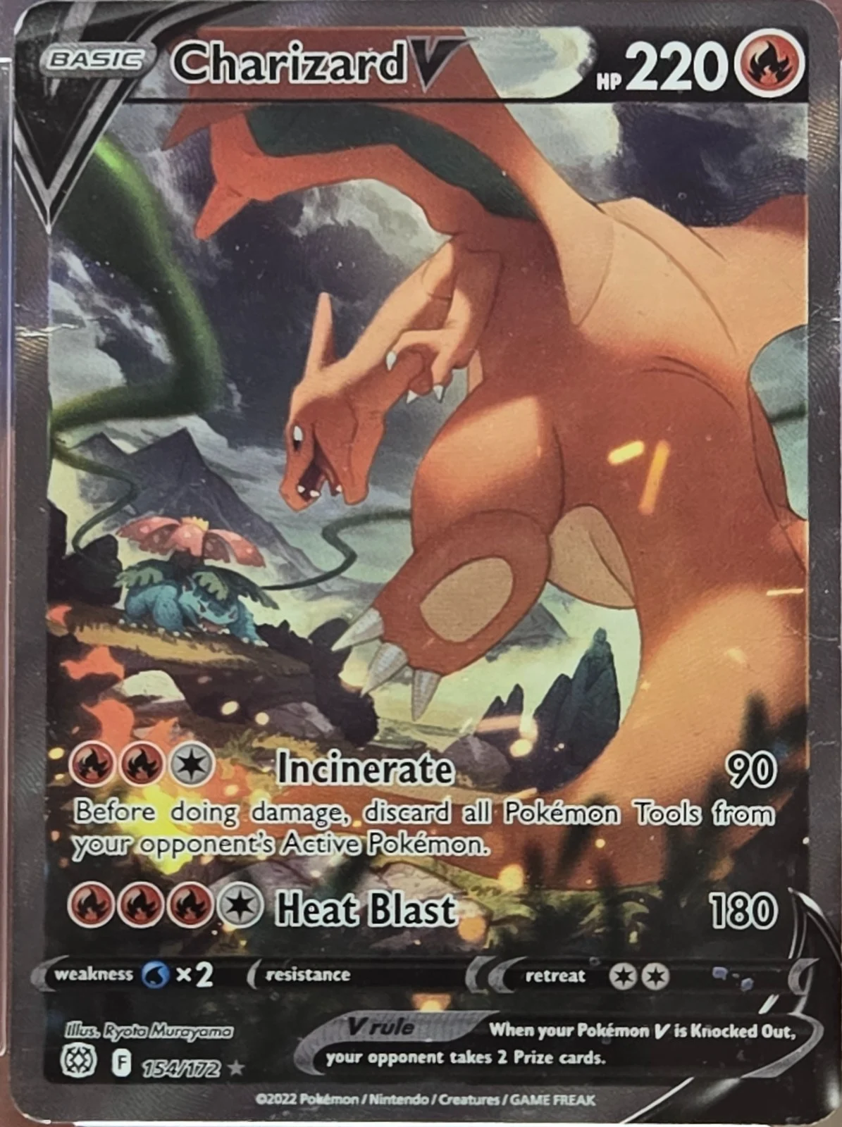 Charizard V trading card #154, Brilliant Stars Checklist (2022) · Pokémon TCG, front