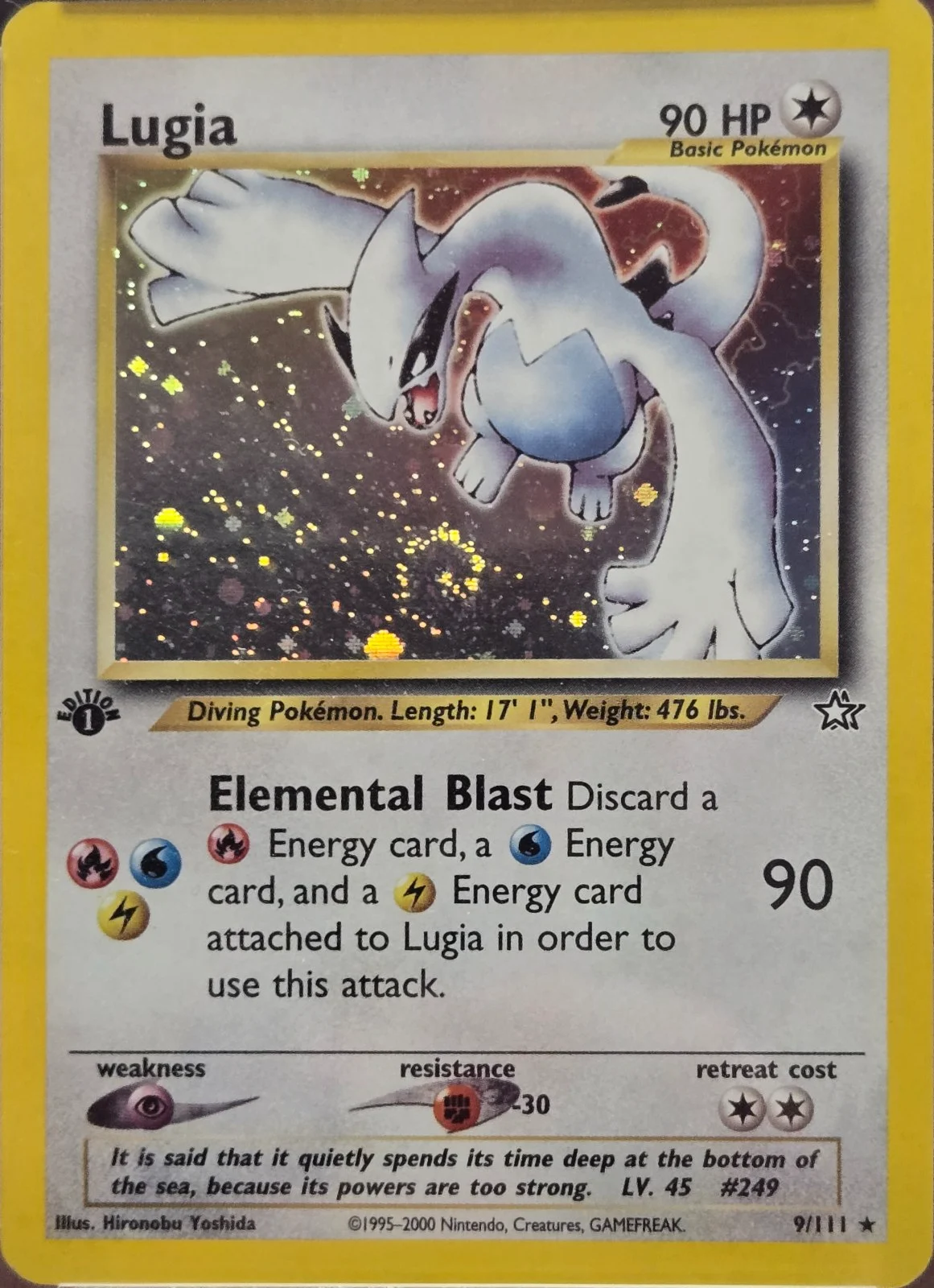 Lugia trading card #9, Neo Genesis Checklist (2000) · Pokémon TCG, front