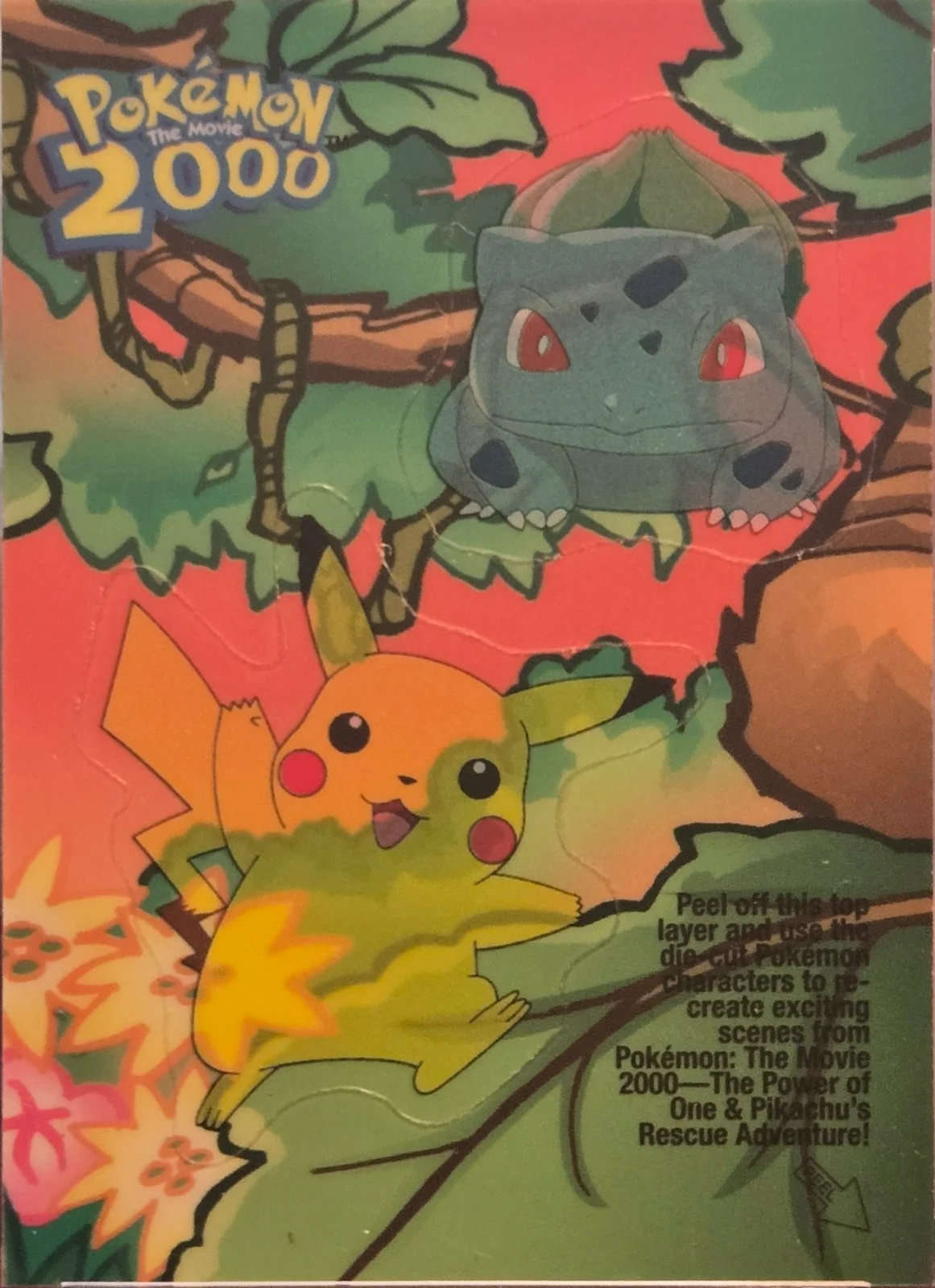 Bulbasaur & Pikachu card #S8, Pokemon Topps Movie 2000 Trading Cards, front