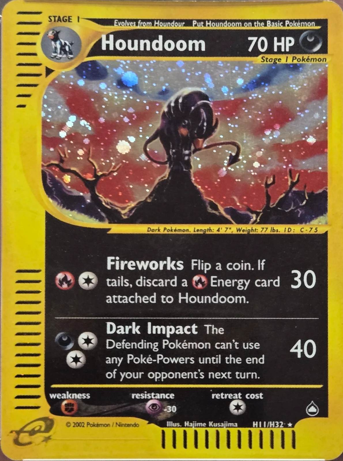 Houndoom trading card #15, Aquapolis Checklist (2003) · Pokémon TCG, front