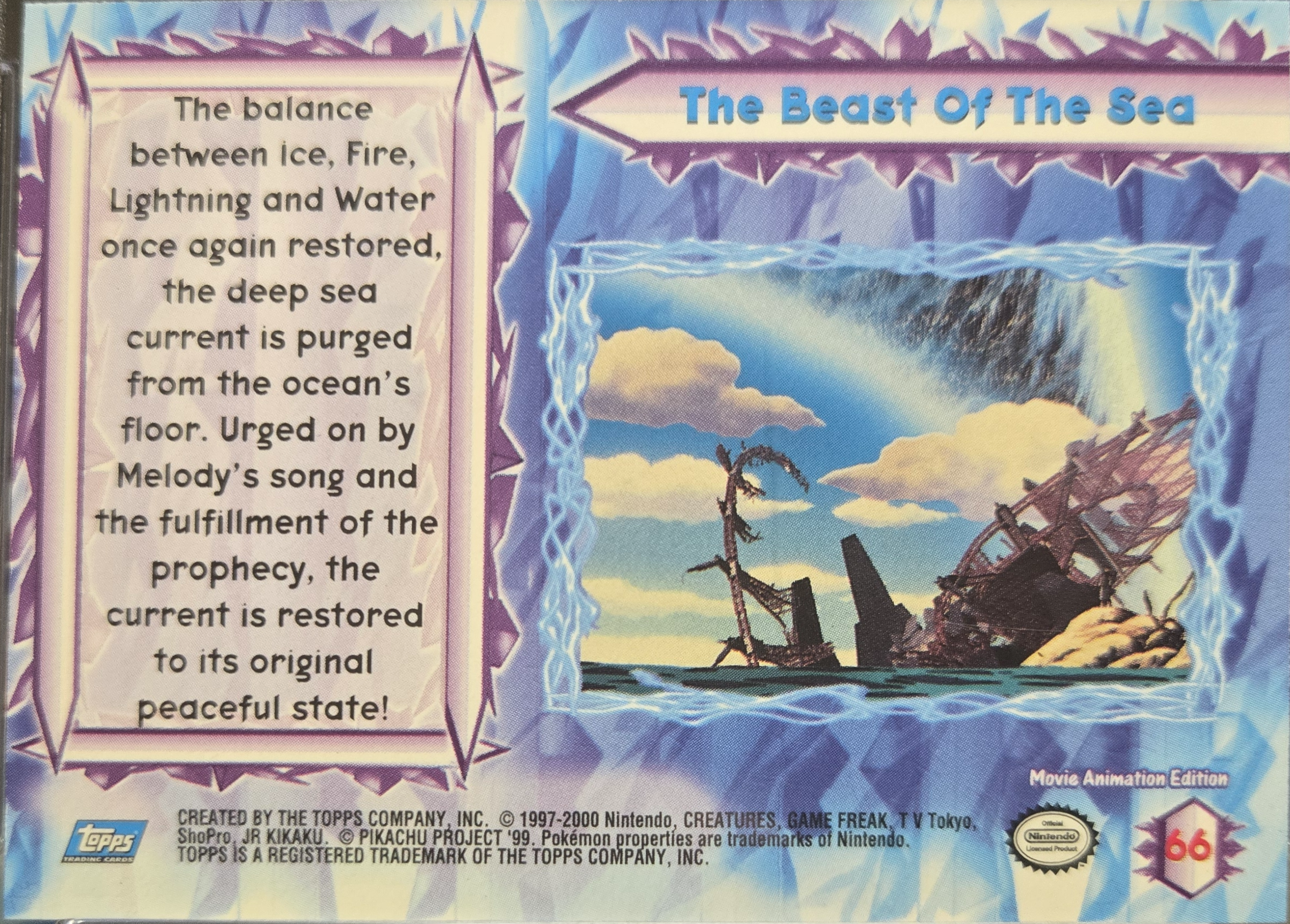 The Beast Of The Sea card #66, Pokemon Topps Movie 2000 Trading Cards, back