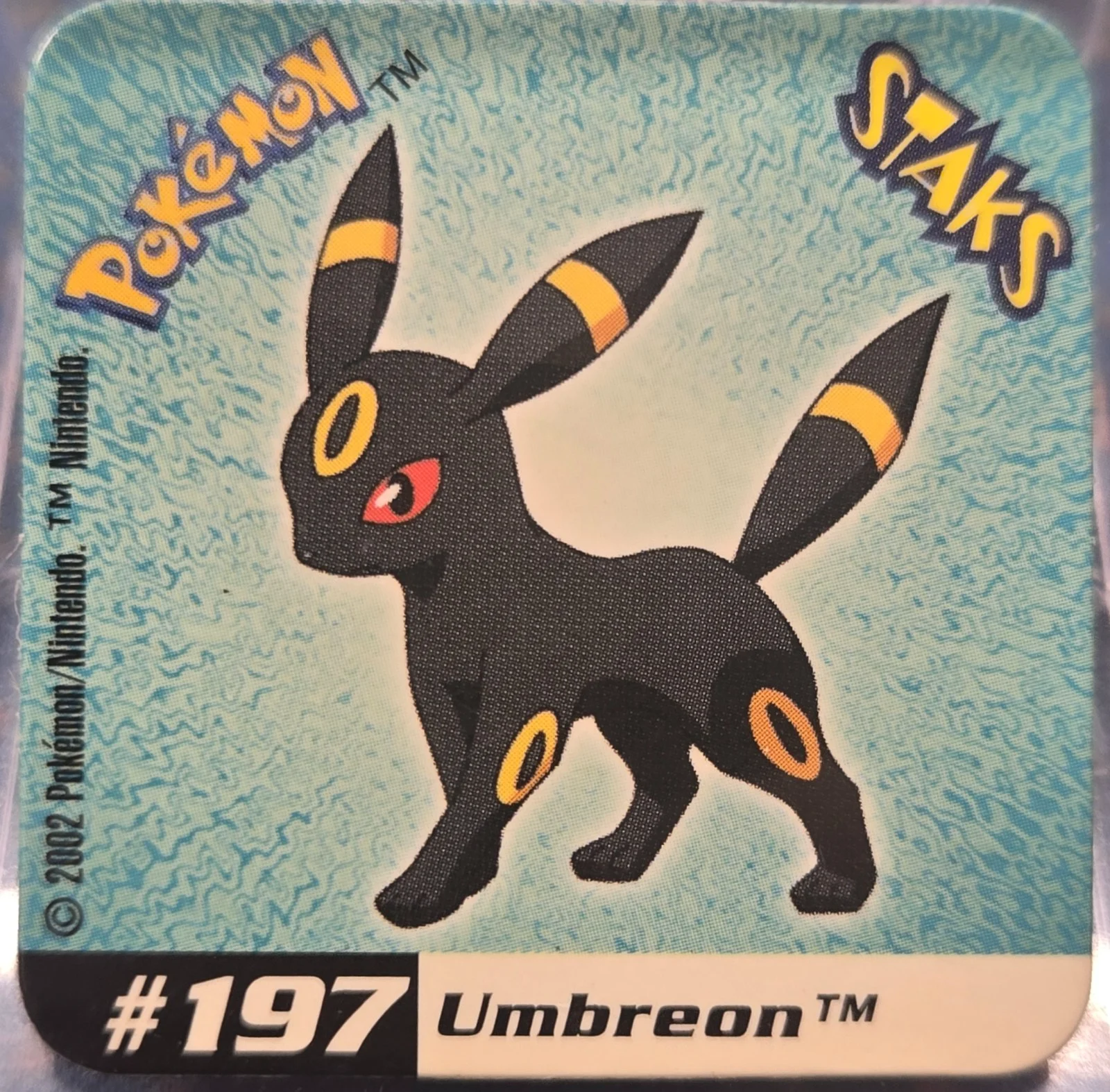 Umbreon collectible #197, Pokémon Staks Johto League Champions (2002), front