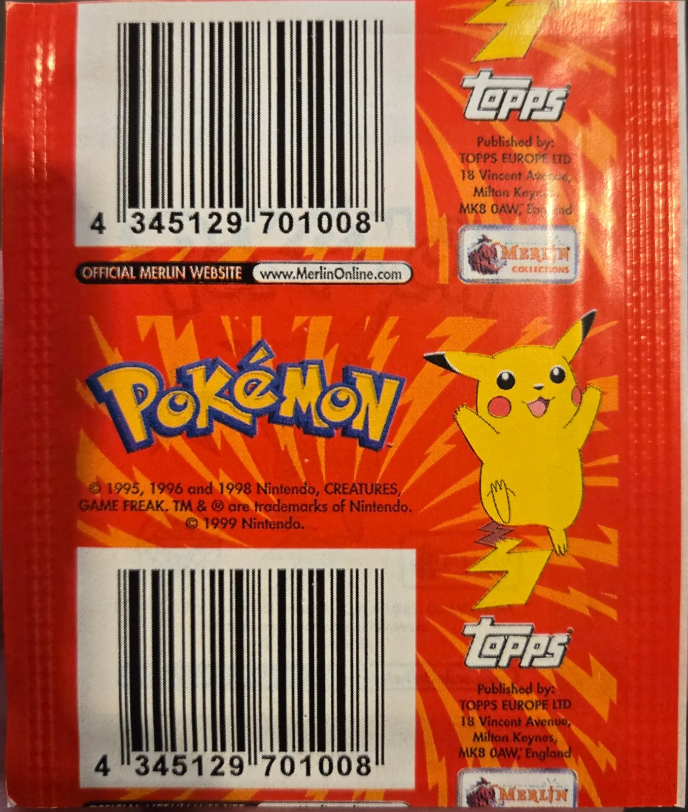 Pack Art, Pokémon Merlin Series 1 (1999), back