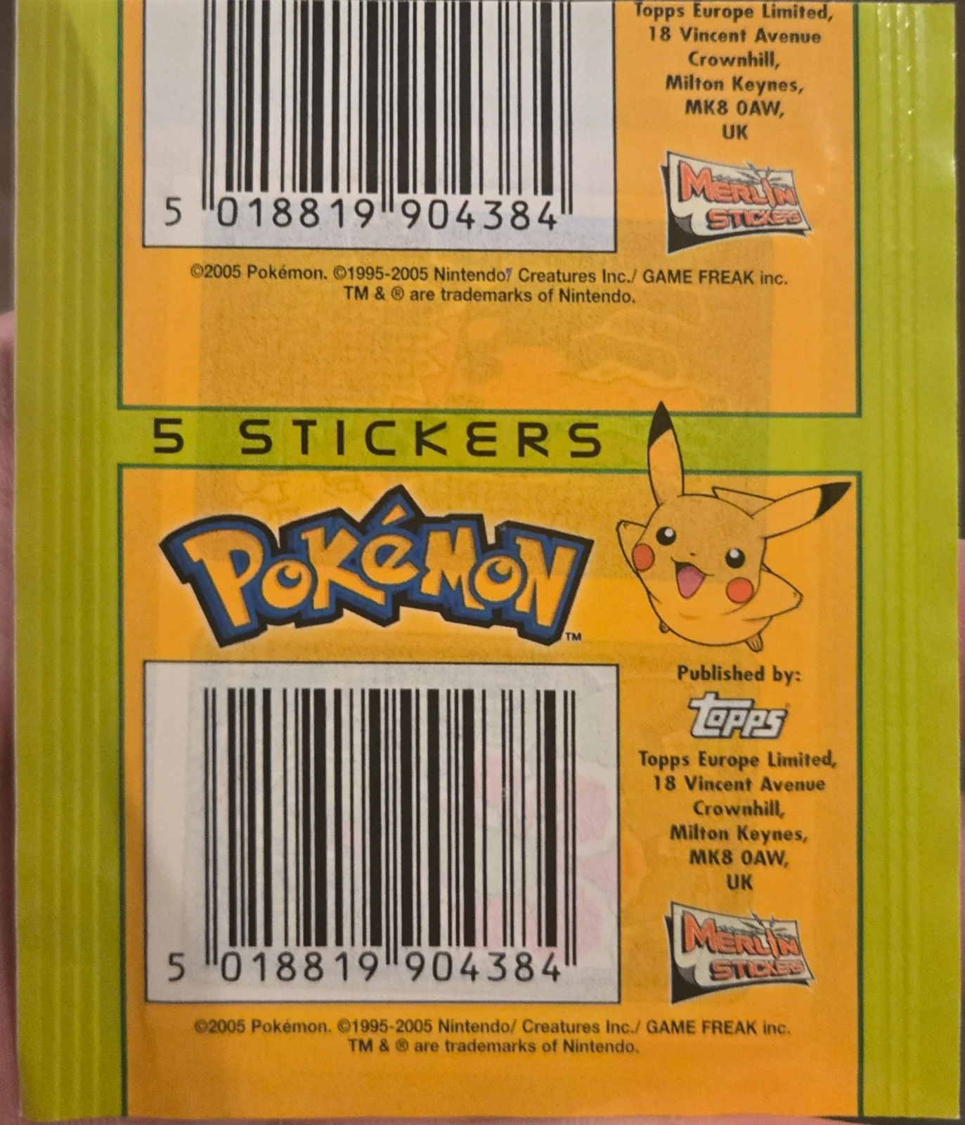 Pack Art, Pokémon Merlin Series 7 (2005), back