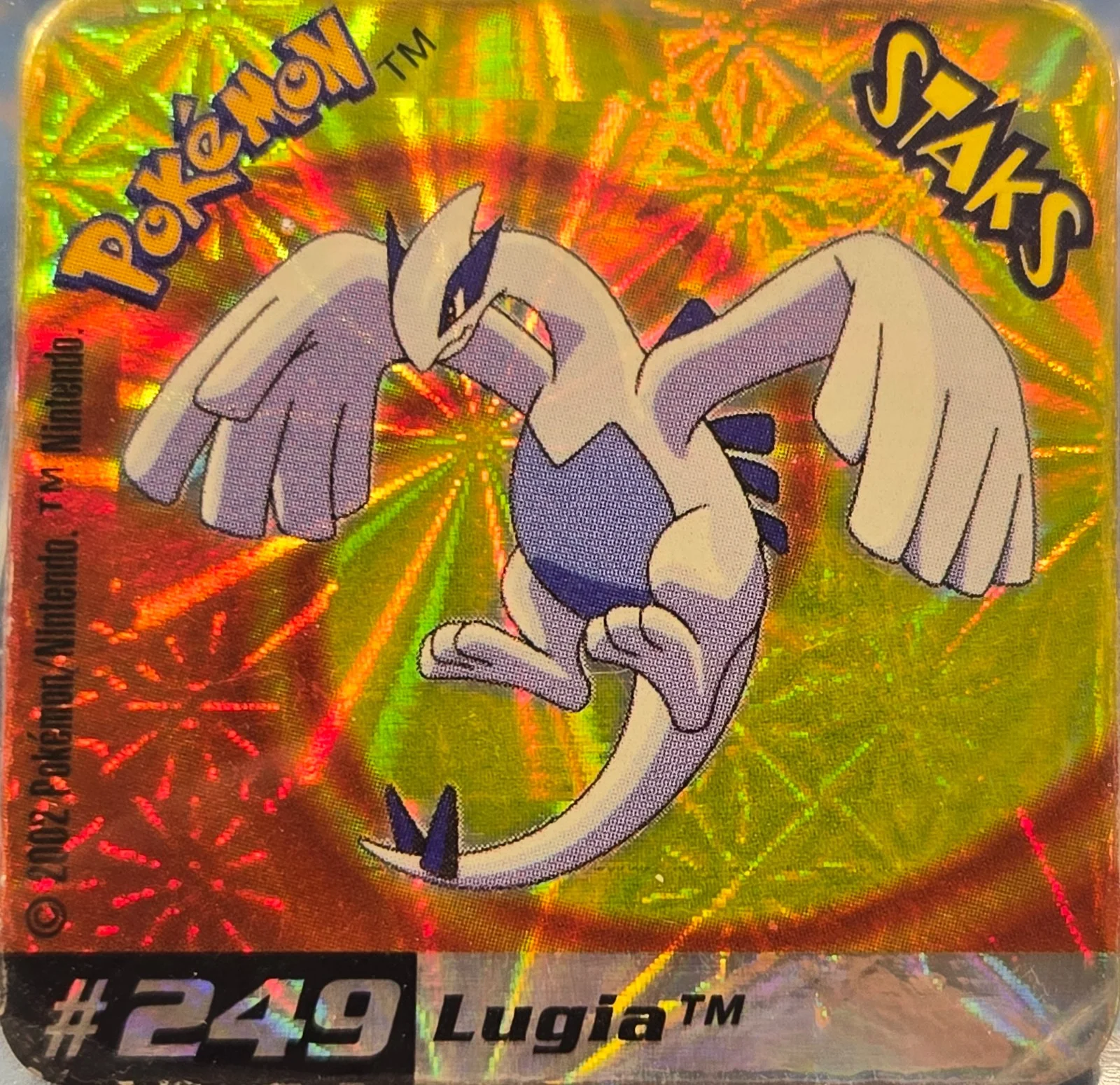 Lugia collectible #249, Pokémon Staks Johto League Champions (2002), front