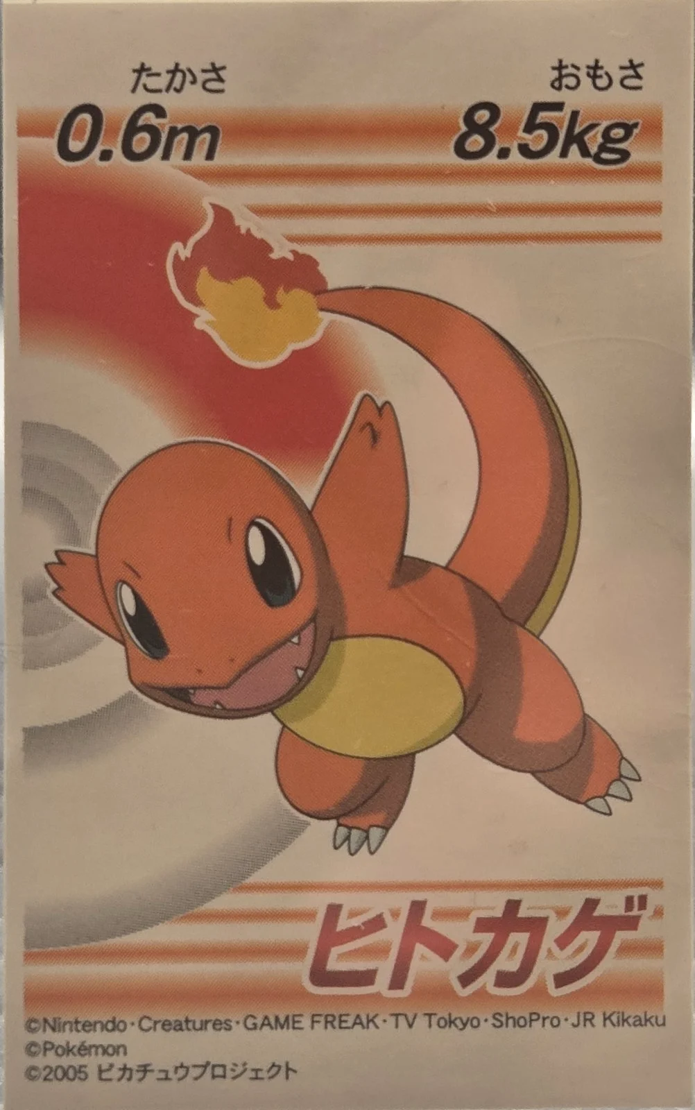 Charmander sticker, 7-Eleven Pokémon Fair 2005 Onigiri Stickers, front