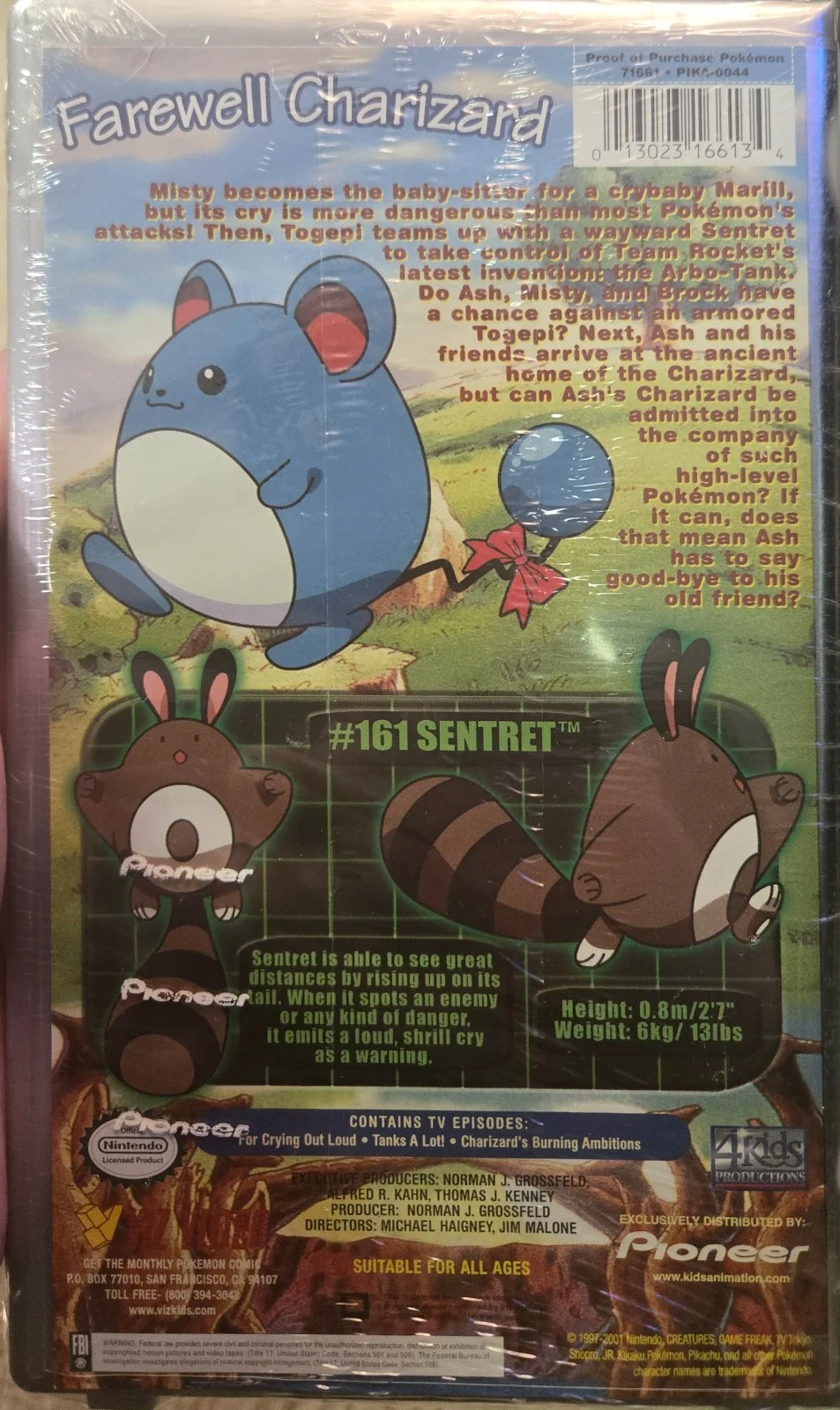Pack Art, Pokémon Pioneer/Viz VHS Lenticular Cards Checklist, back