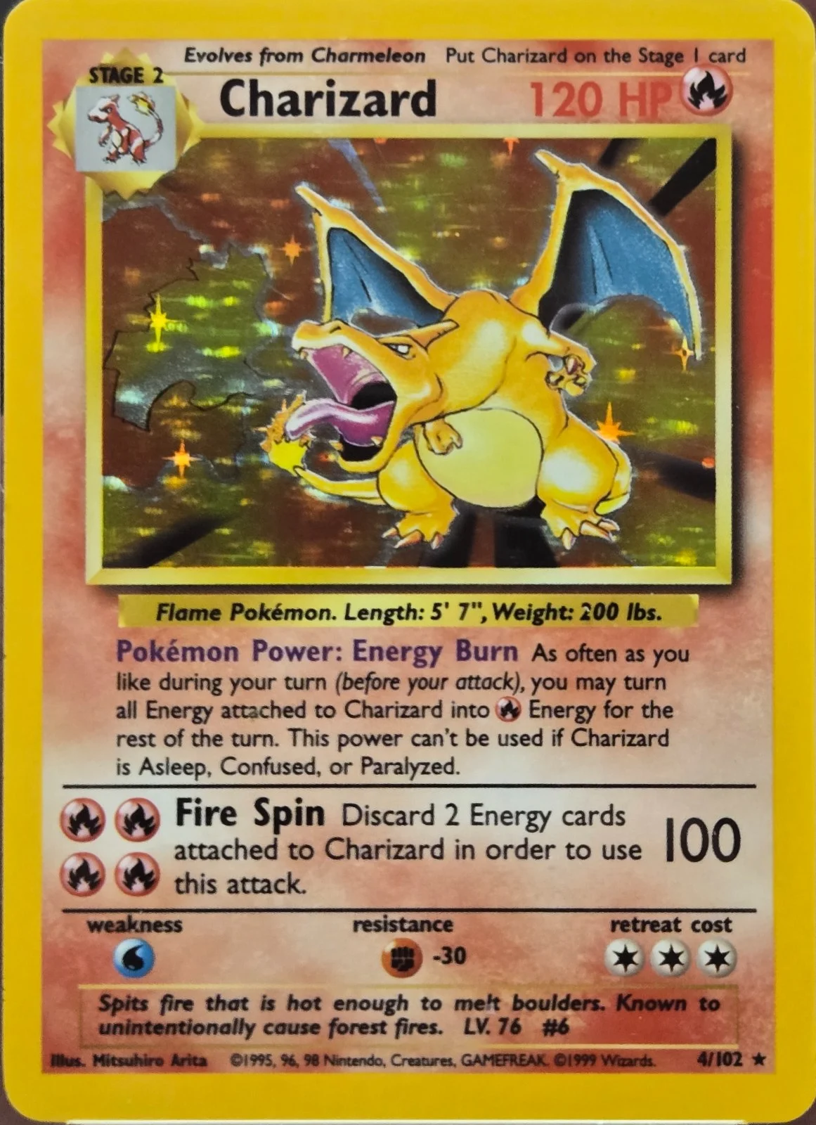 Charizard trading card #4, Base Set Checklist (1999) · Pokémon TCG, front