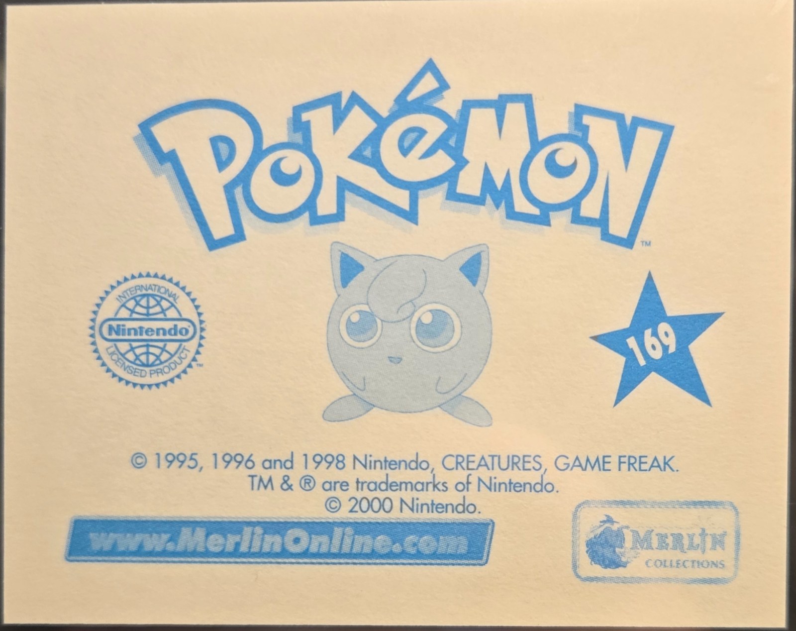 Haunter card #169, Pokémon Merlin Series 2 (2000), back