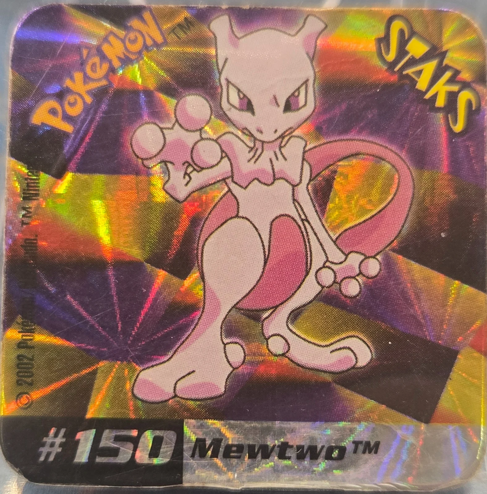 Mewtwo collectible #150, Pokémon Staks Johto League Champions (2002), front