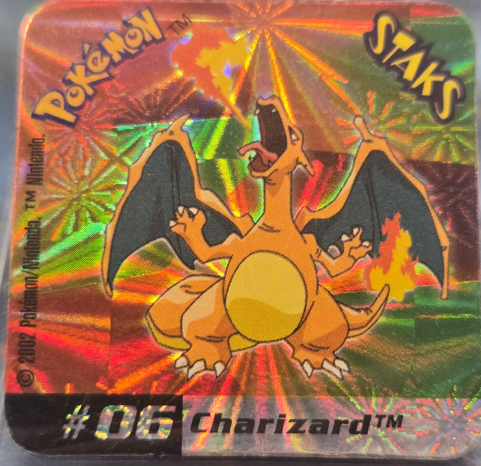 Charizard collectible #006, Pokémon Staks Johto League Champions (2002), front