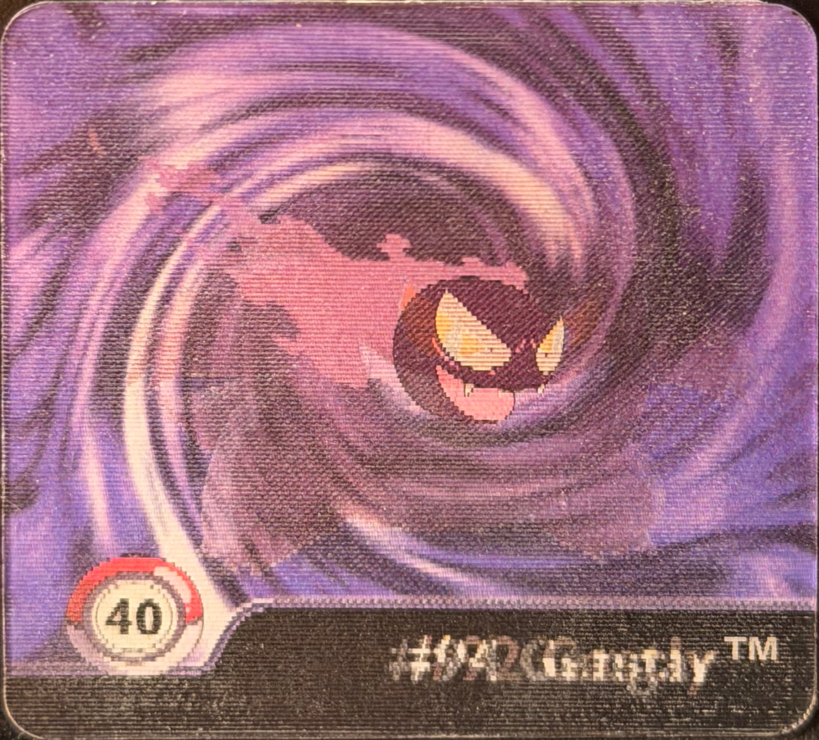 Gastly collectible #40, Artbox (USA) Pokémon Artbox Series 1 Flipz (1999), front