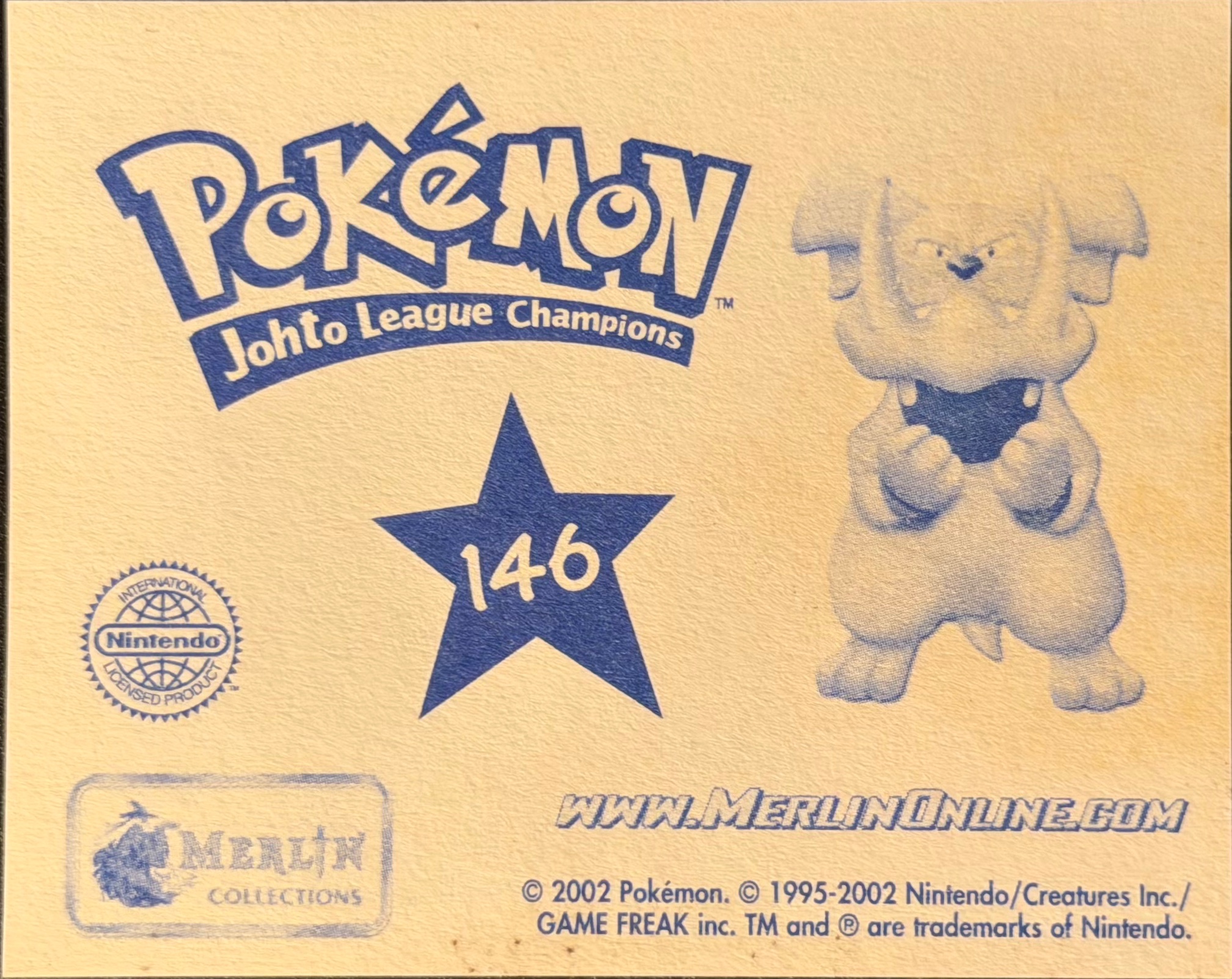 Gengar card #146, Pokémon Merlin Series 5 (2002), back