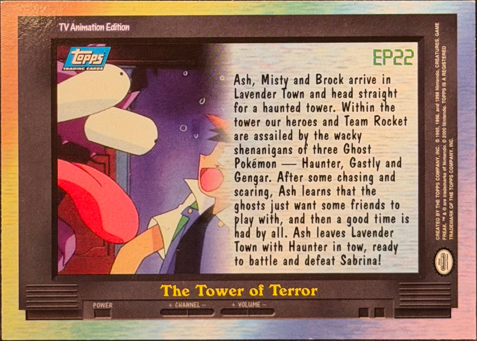 The Tower of Terror card #EP22, Pokemon Topps Series 2 (1999), back