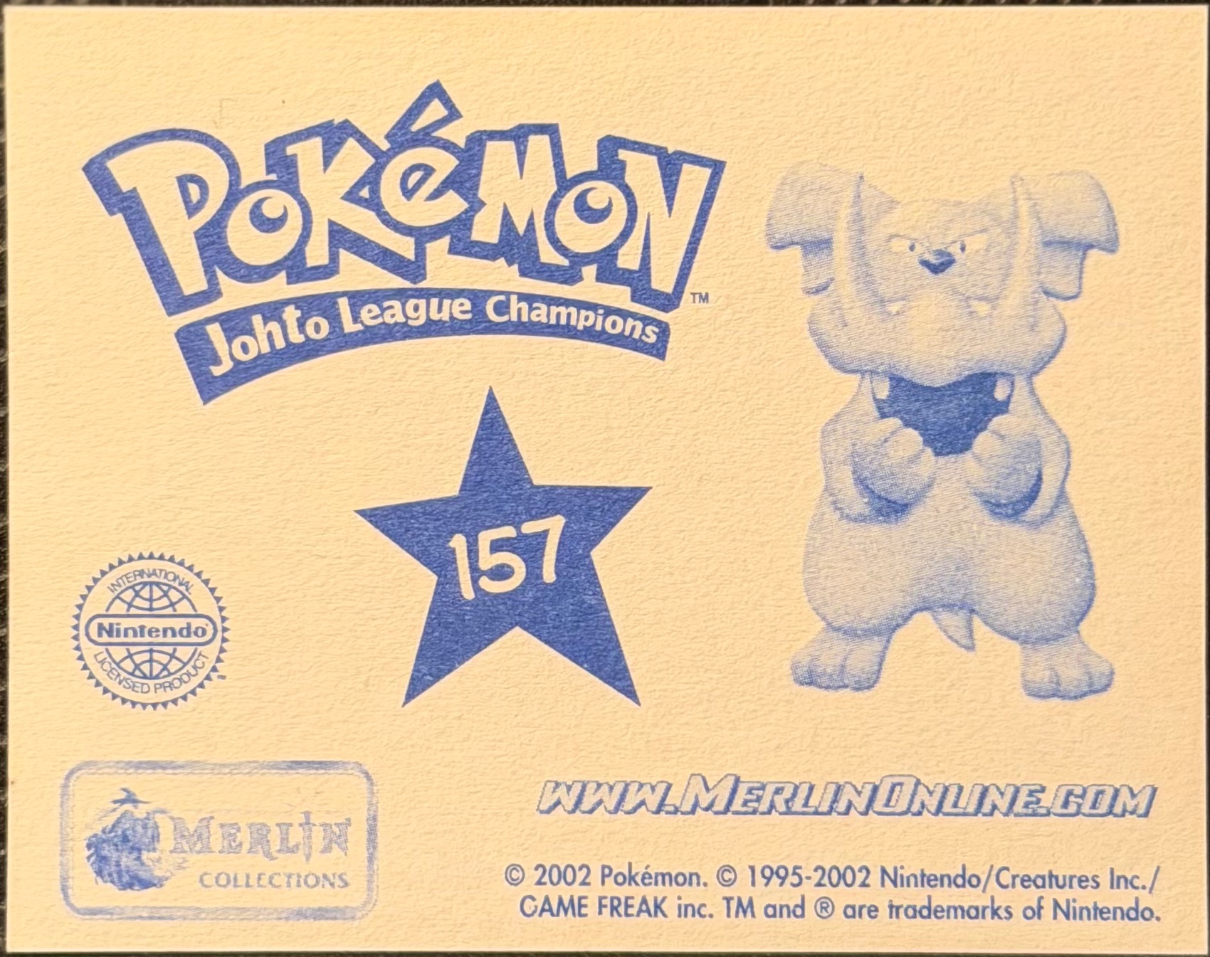 Haunter card #157, Pokémon Merlin Series 5 (2002), back