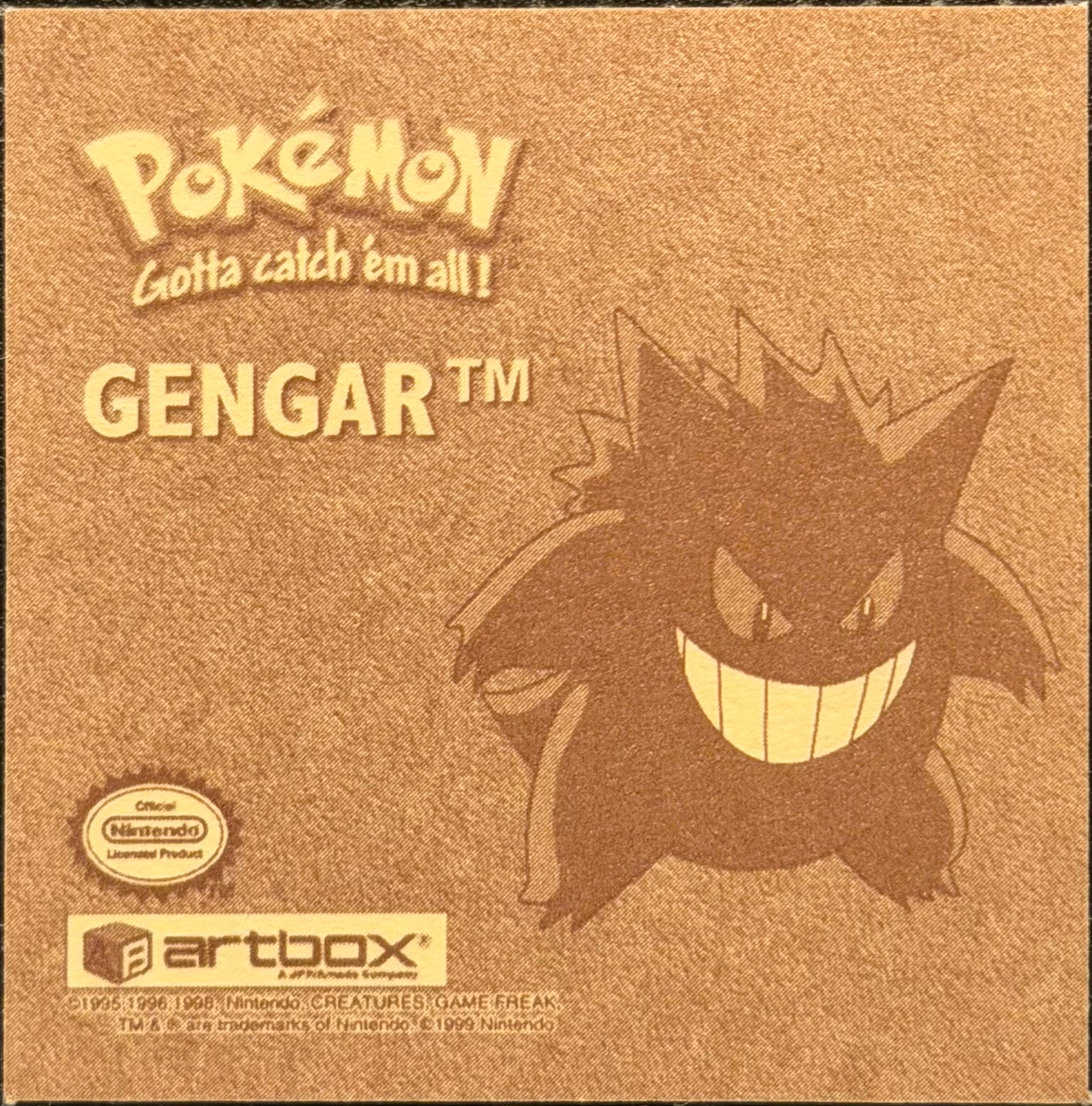 Gengar sticker #G02, Artbox (USA) Pokémon Artbox Stickers (1999), Gold, back