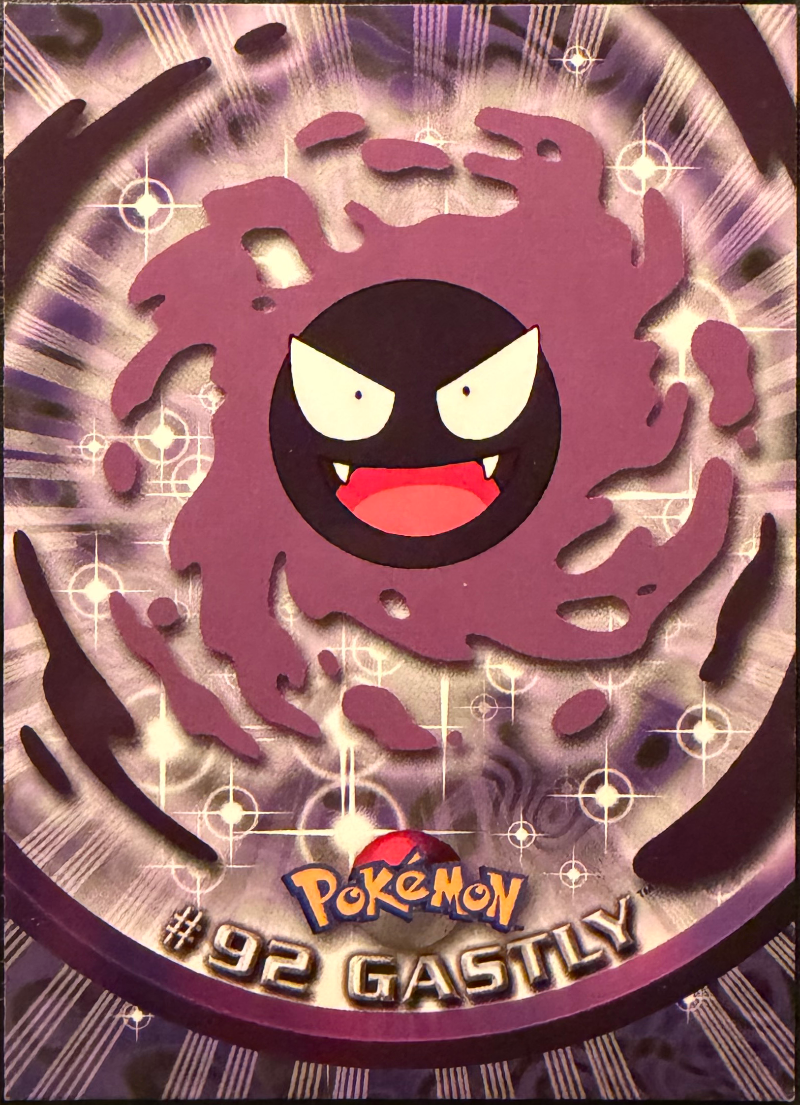 Gastly card #92, Pokemon Topps Series 2 (1999), front