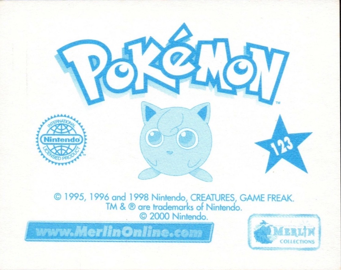 Charizard card #123, Pokémon Merlin Series 2 (2000), back