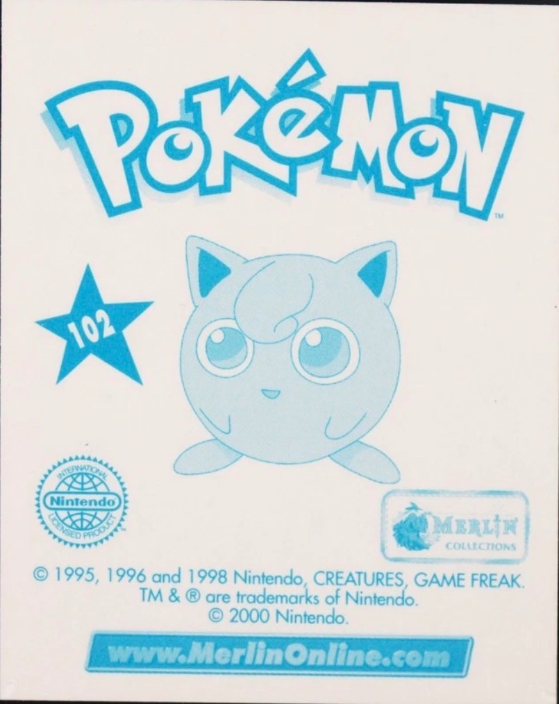 Gengar card #102, Pokémon Merlin Series 2 (2000), back