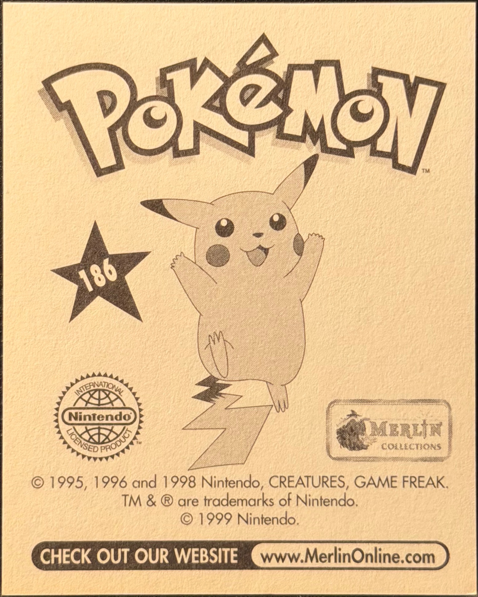 Haunter, Evolution Card #186, Pokémon Merlin Series 1 (1999), back