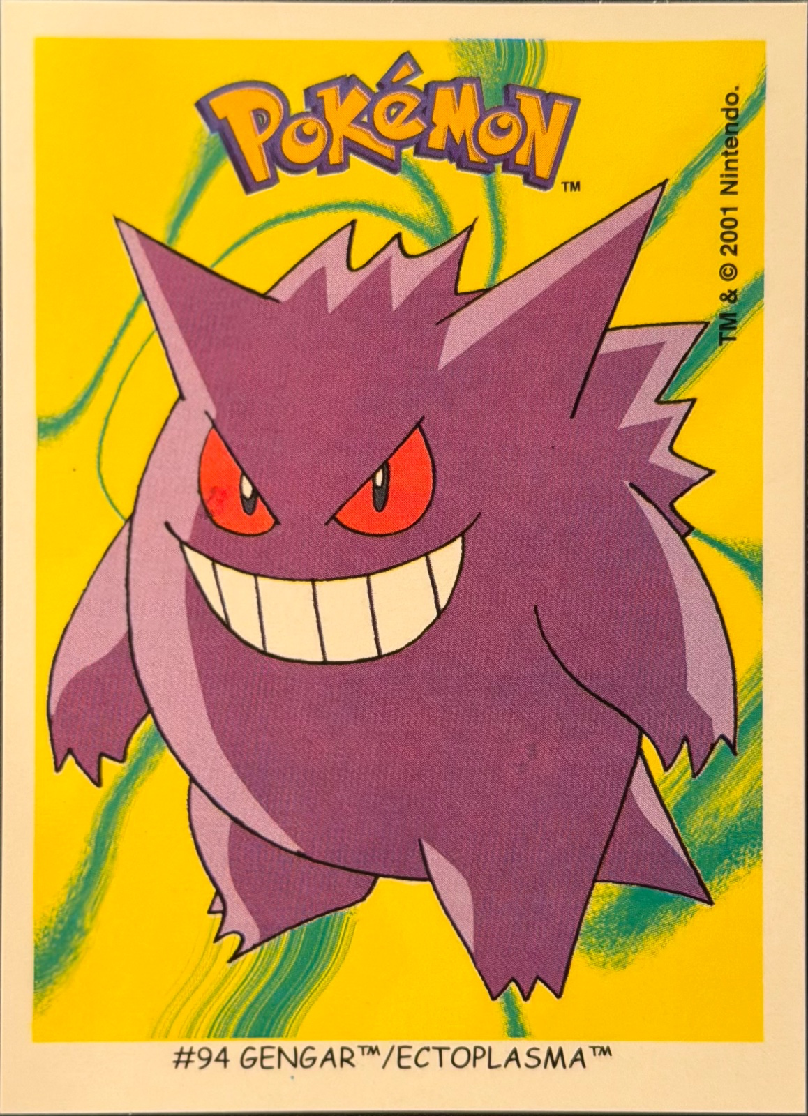 Gengar collectible #14, Pokémon Dunkin Boomer 2001 Checklist, front, second print