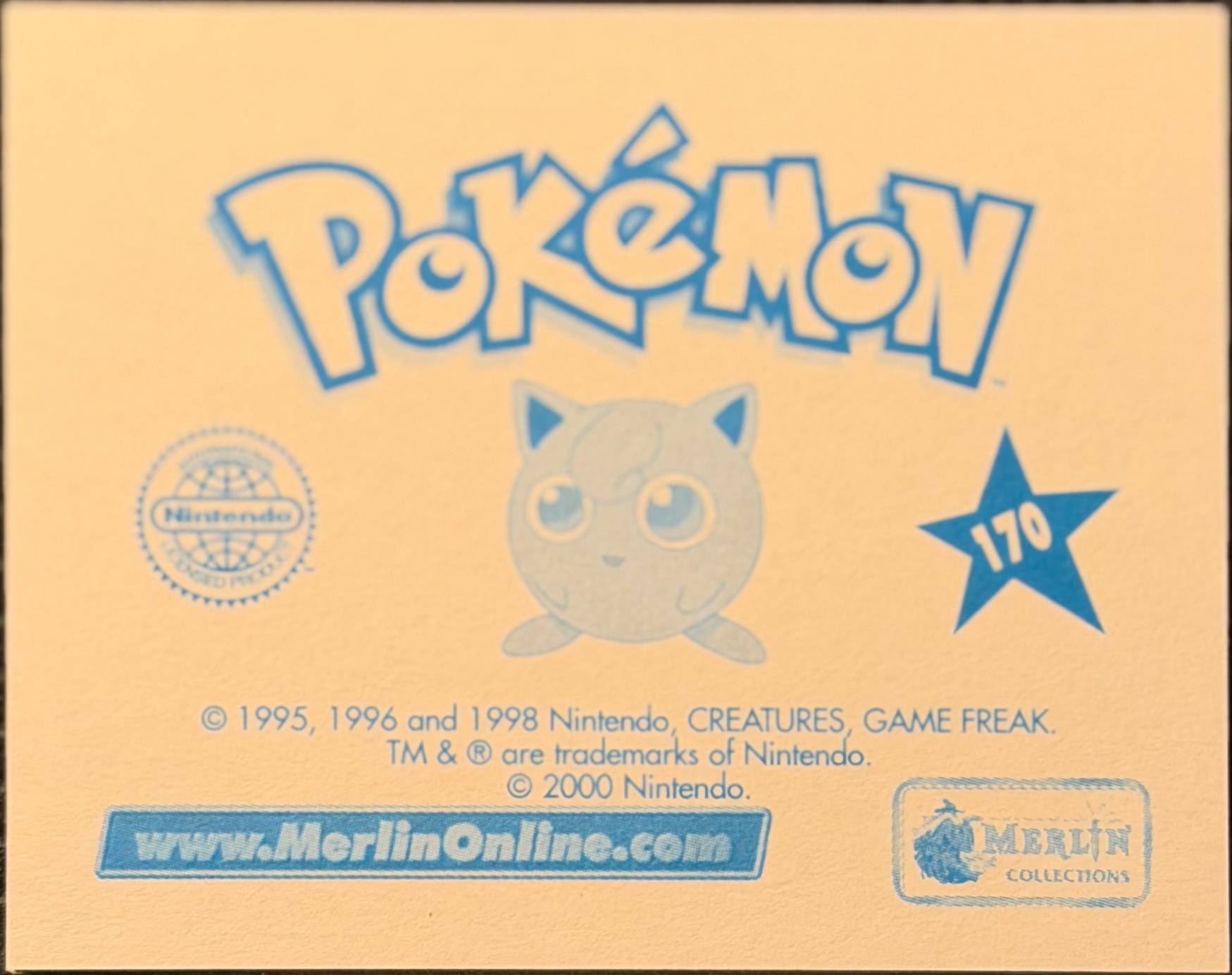 Haunter card #170, Pokémon Merlin Series 2 (2000), back