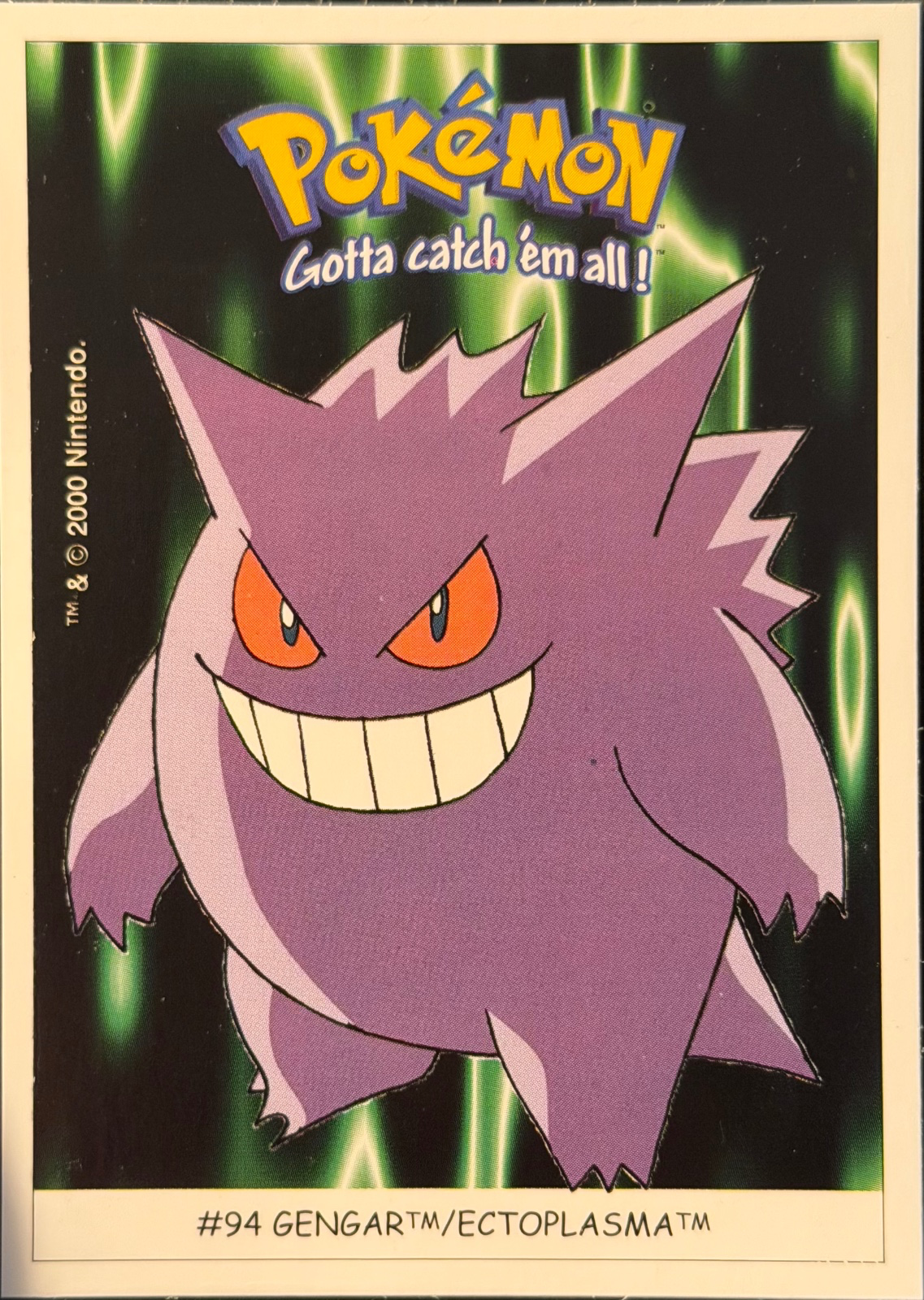 Gengar collectible #14, Pokémon Dunkin Boomer 2001 Checklist, front, first print