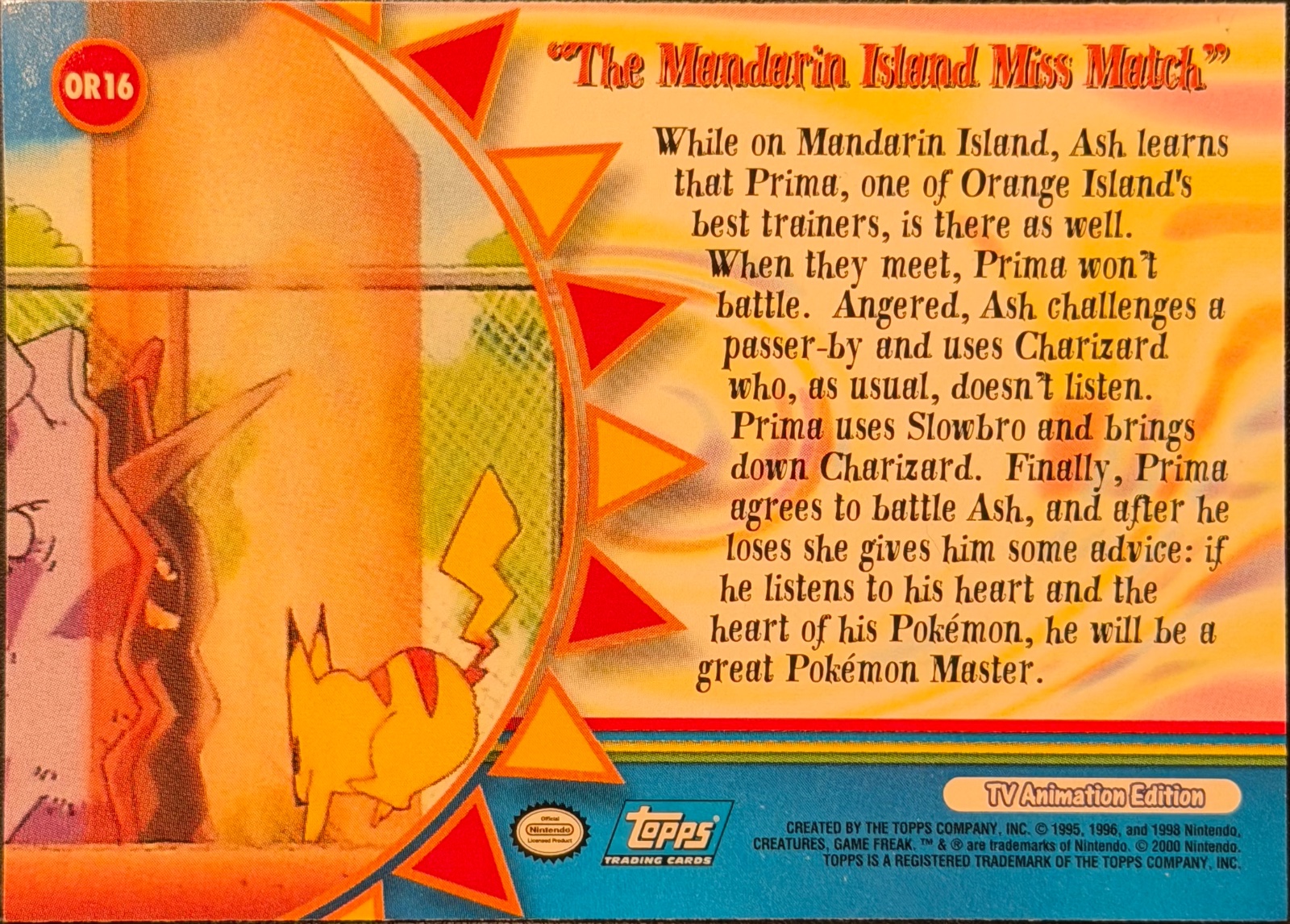 The Mandarin Island Miss Match card #OR16, Pokemon Topps Series 3 (2000), back