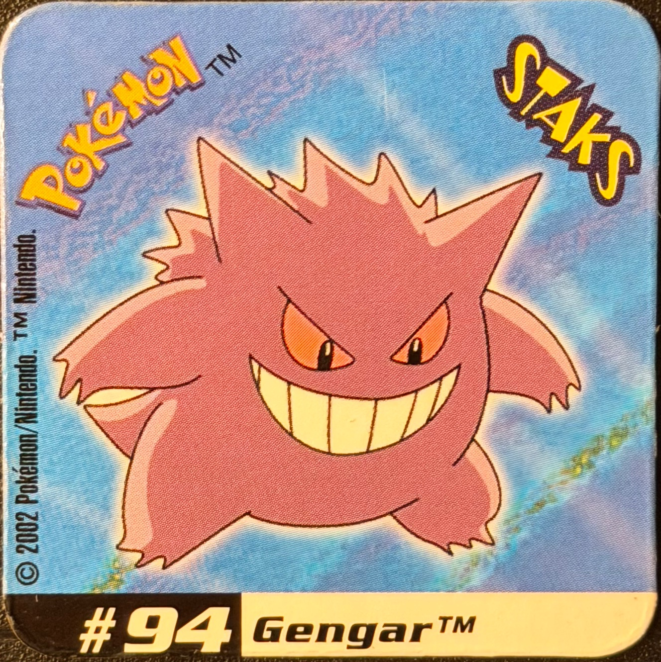 Gengar collectible #094, Pokémon Staks Johto League Champions (2002), front