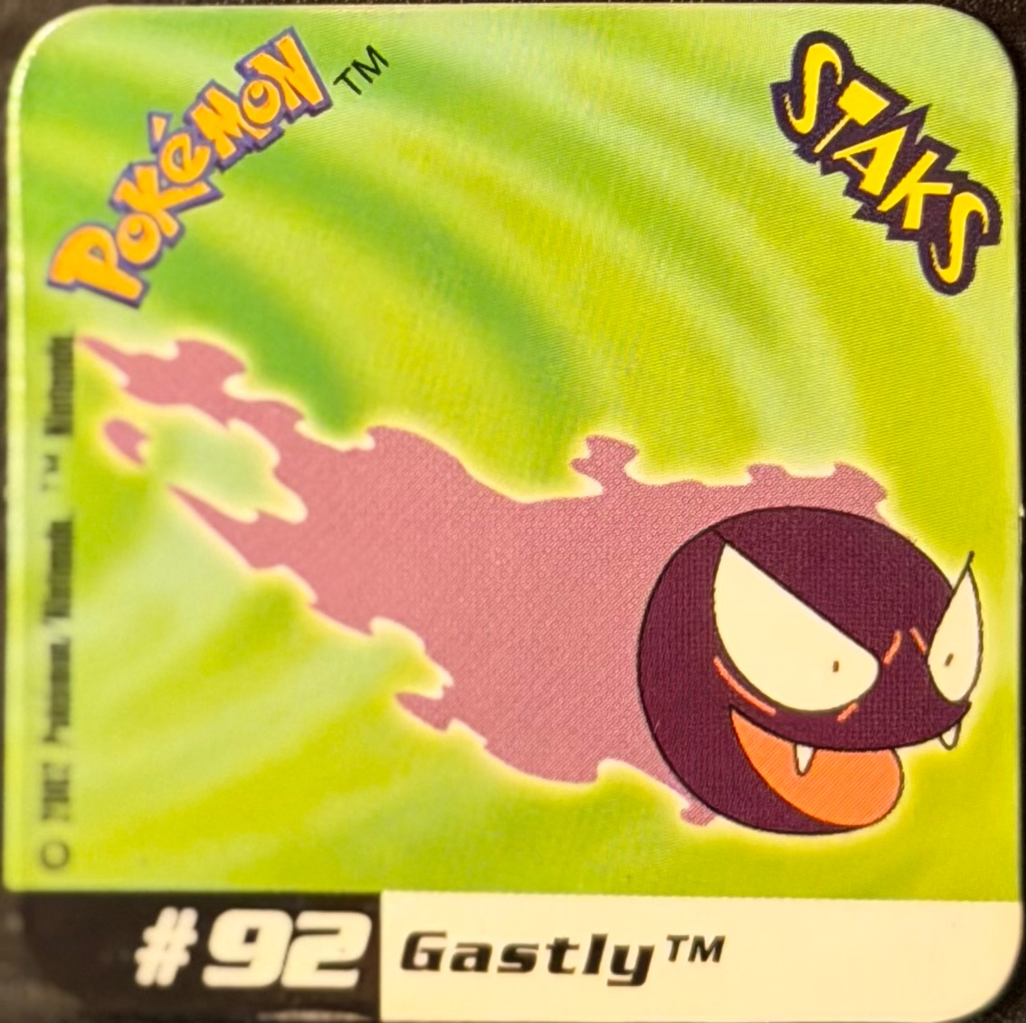 Gastly collectible #092, Pokémon Staks Johto League Champions (2002), front