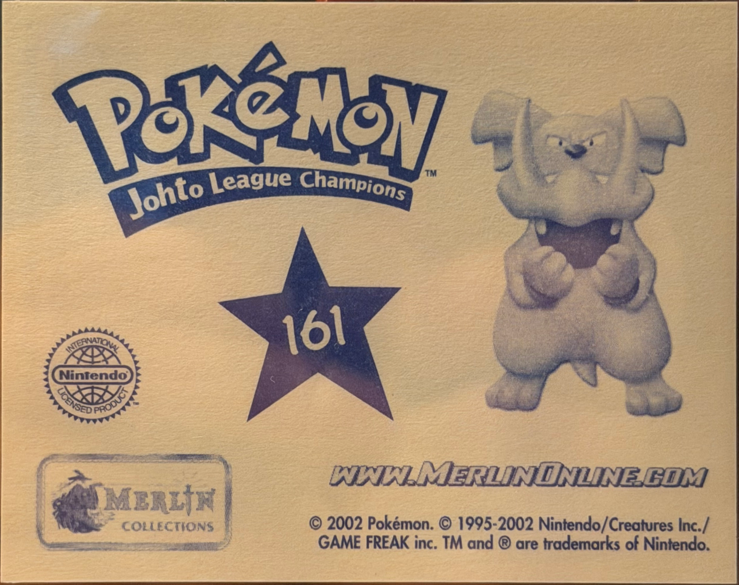 Gengar card #161, Pokémon Merlin Series 5 (2002), back