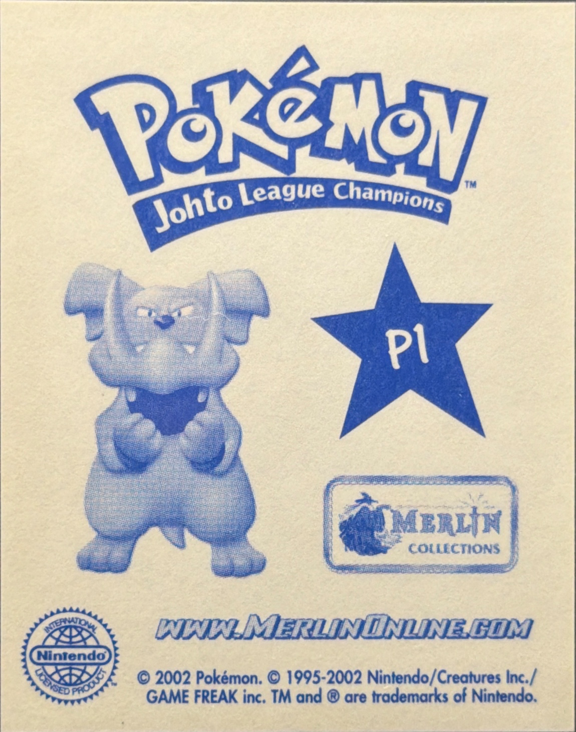 Croconaw card #P1, Pokémon Merlin Series 5 (2002), back