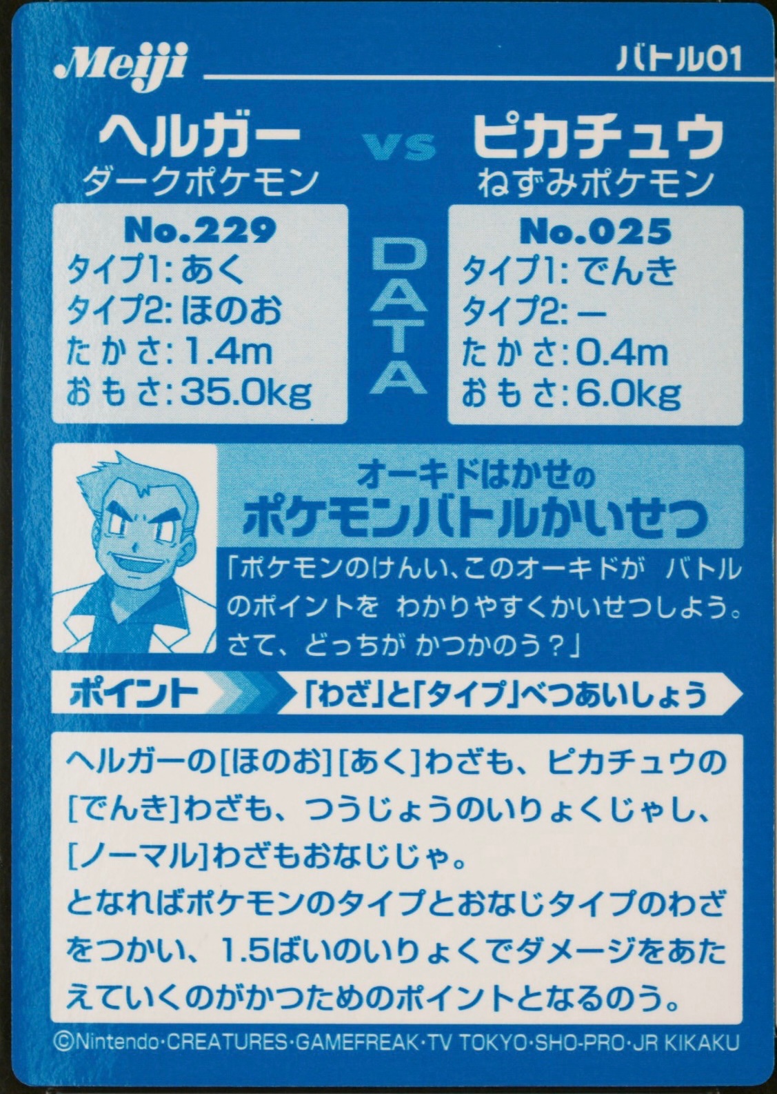 Houndoom collectible #1, Pokémon Meiji VS Series (2002), back