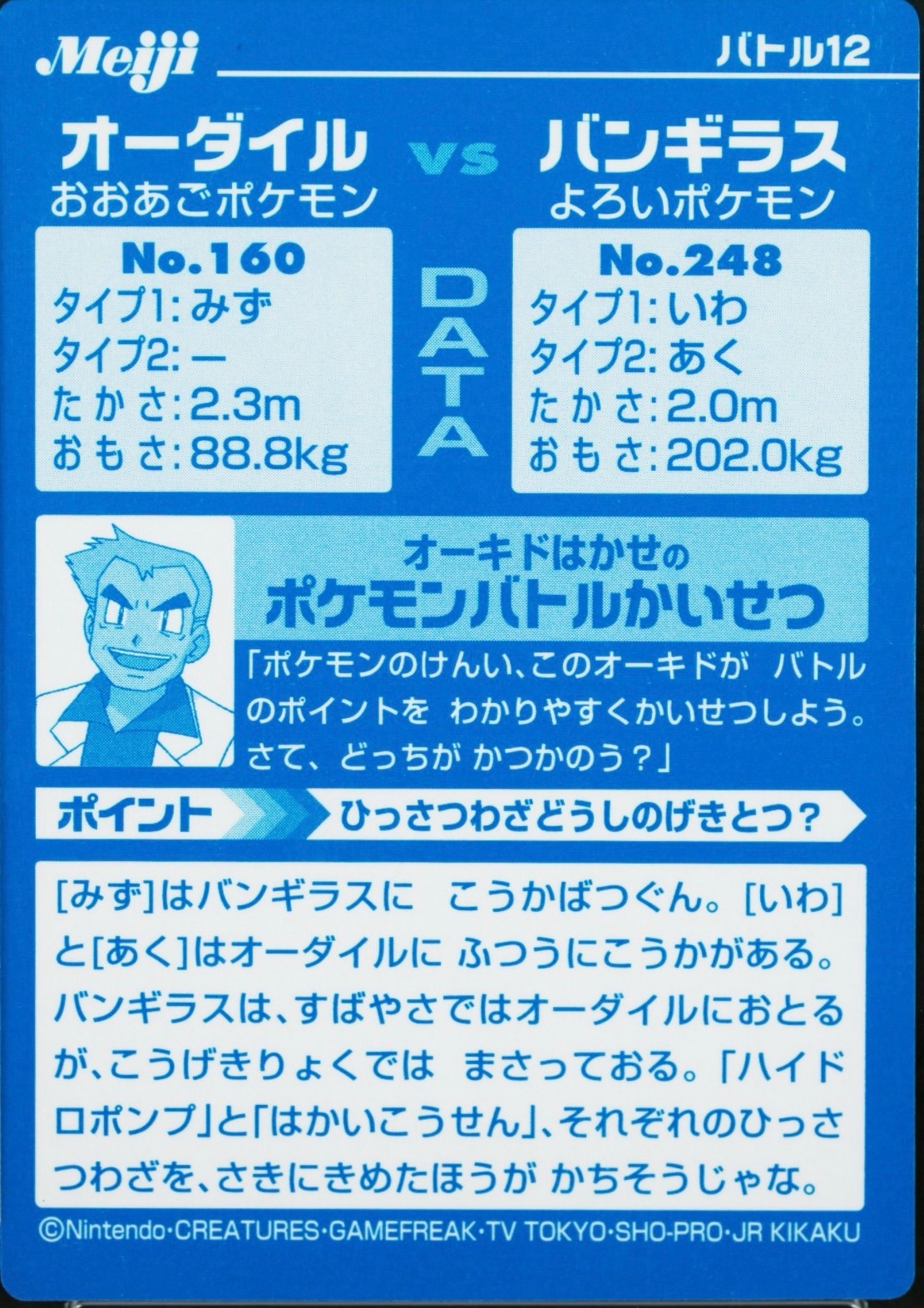 Feraligatr collectible #12, Pokémon Meiji VS Series (2002), back