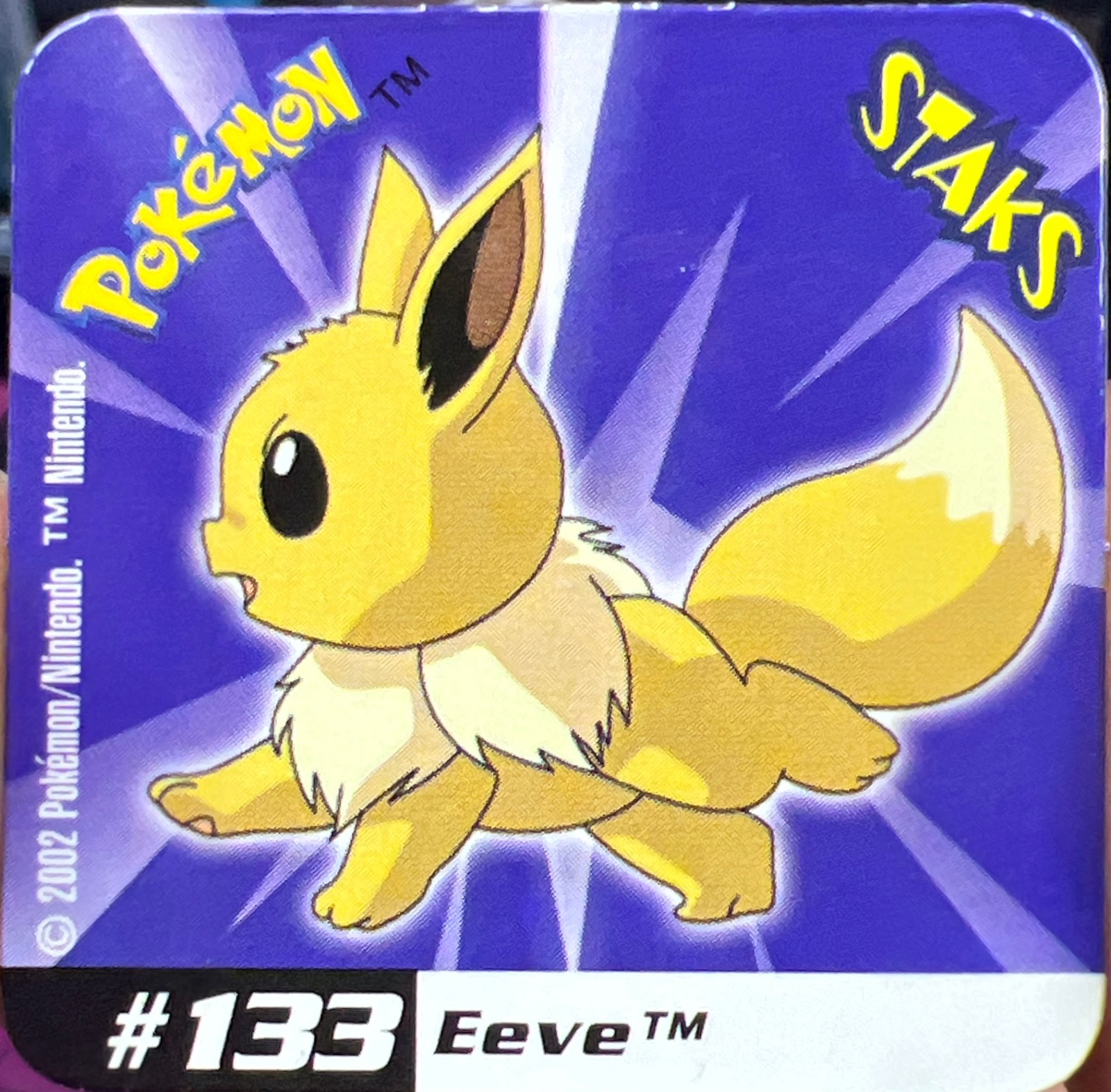 Eevee collectible #133, Pokémon Staks Johto League Champions (2002), front